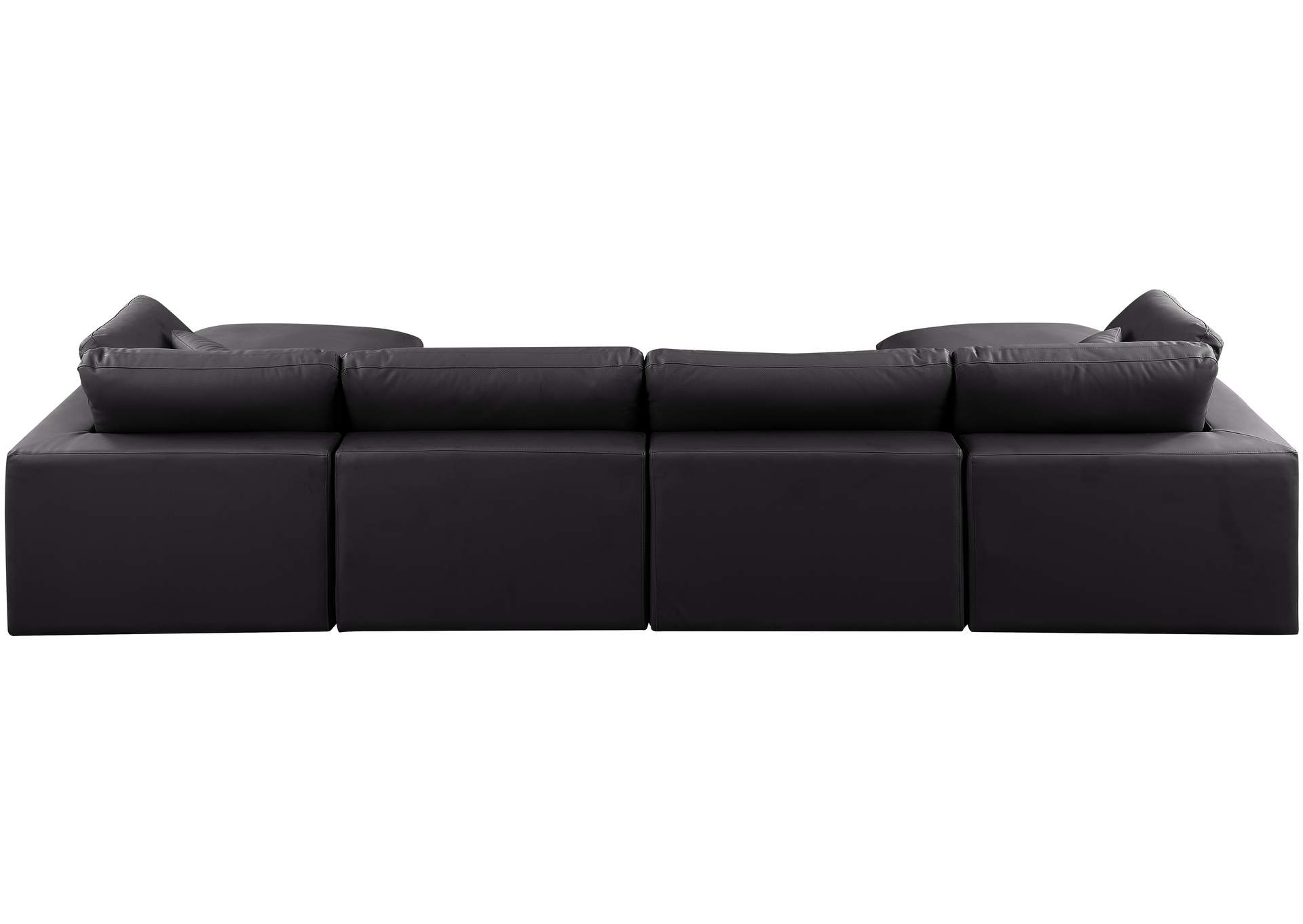 Comfy Black Faux Leather Modular Sectional,Meridian Furniture