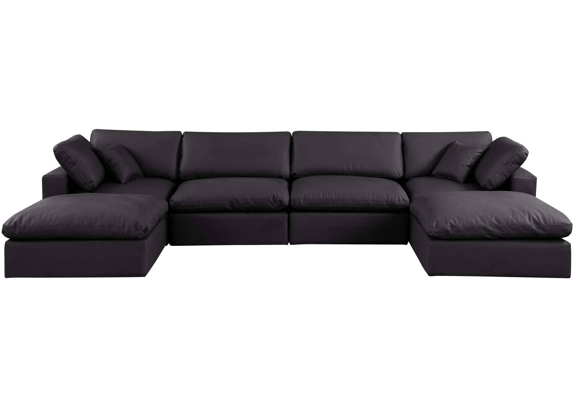 Comfy Black Faux Leather Modular Sectional,Meridian Furniture