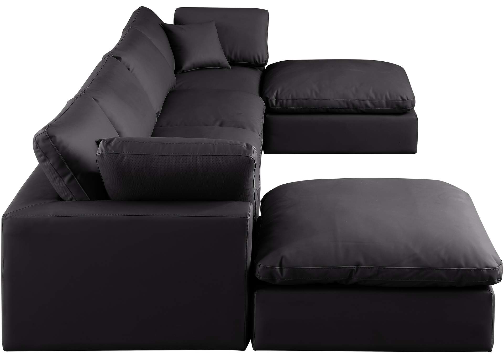Comfy Black Faux Leather Modular Sectional,Meridian Furniture