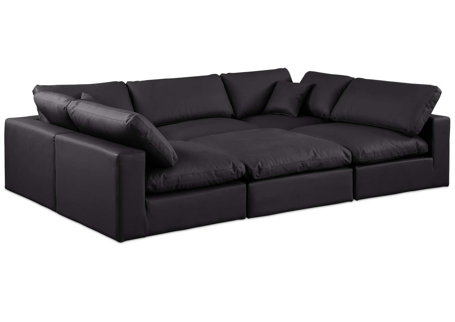 Comfy Black Faux Leather Modular Sectional,Meridian Furniture