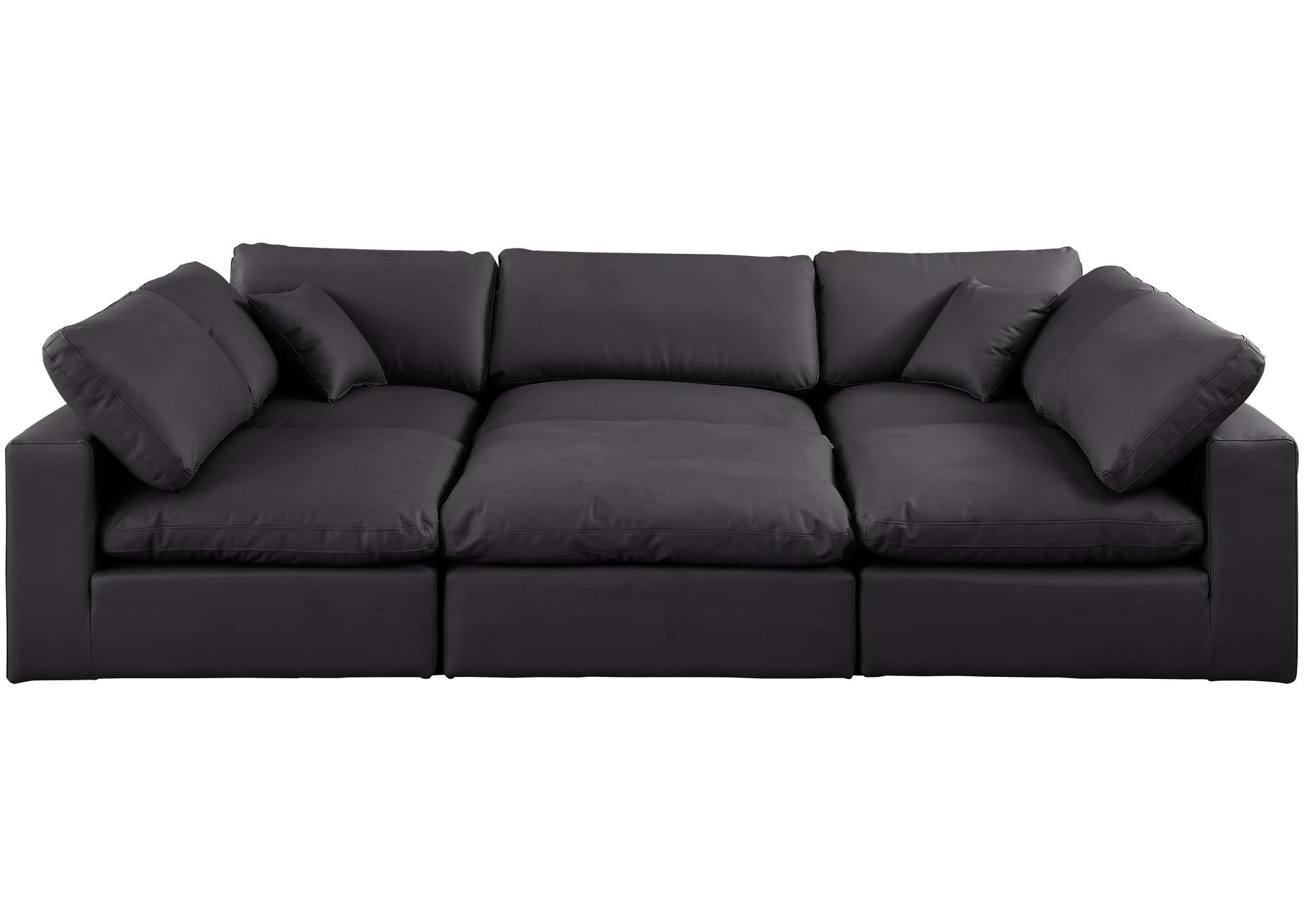 Comfy Black Faux Leather Modular Sectional,Meridian Furniture