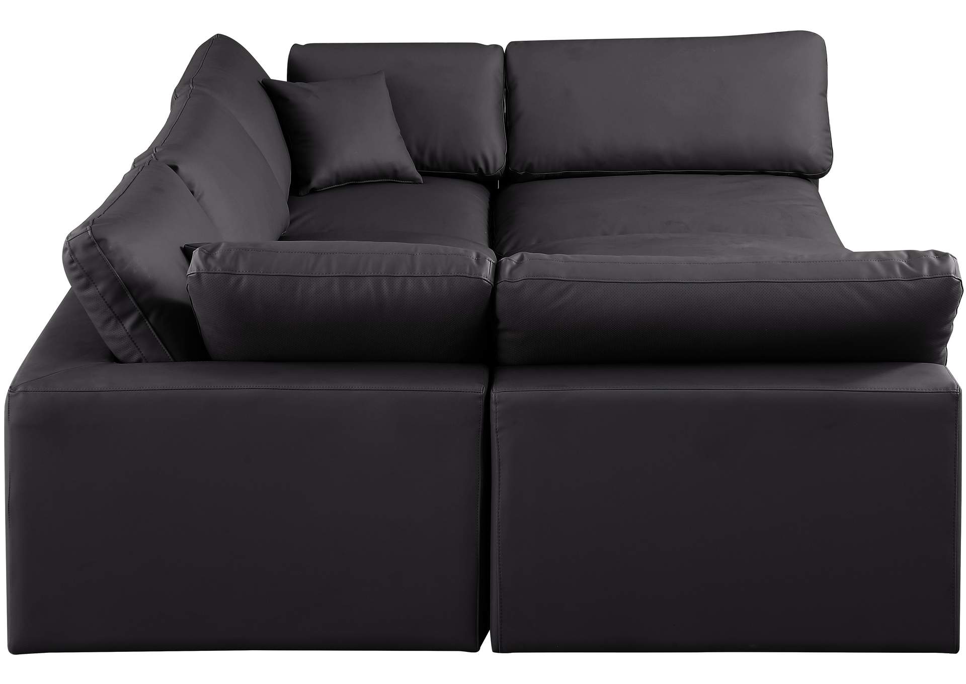 Comfy Black Faux Leather Modular Sectional,Meridian Furniture