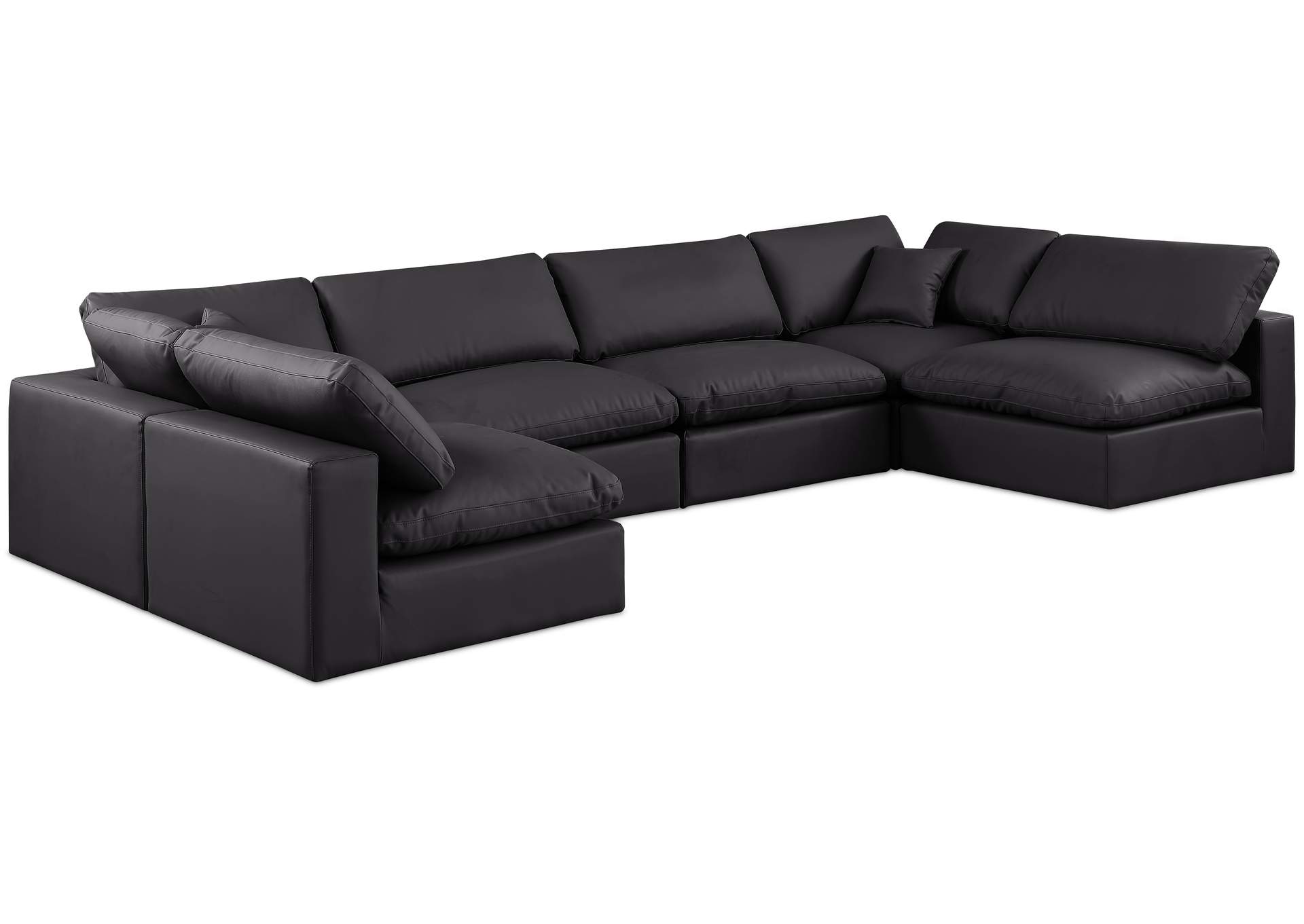 Comfy Black Faux Leather Modular Sectional,Meridian Furniture