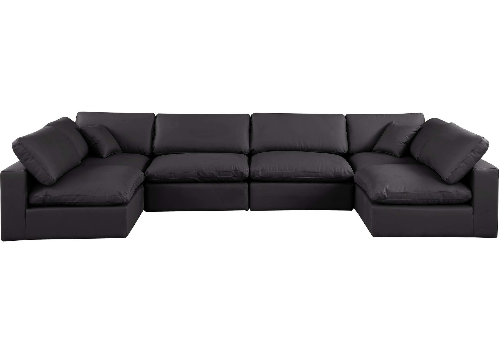 Comfy Black Faux Leather Modular Sectional,Meridian Furniture
