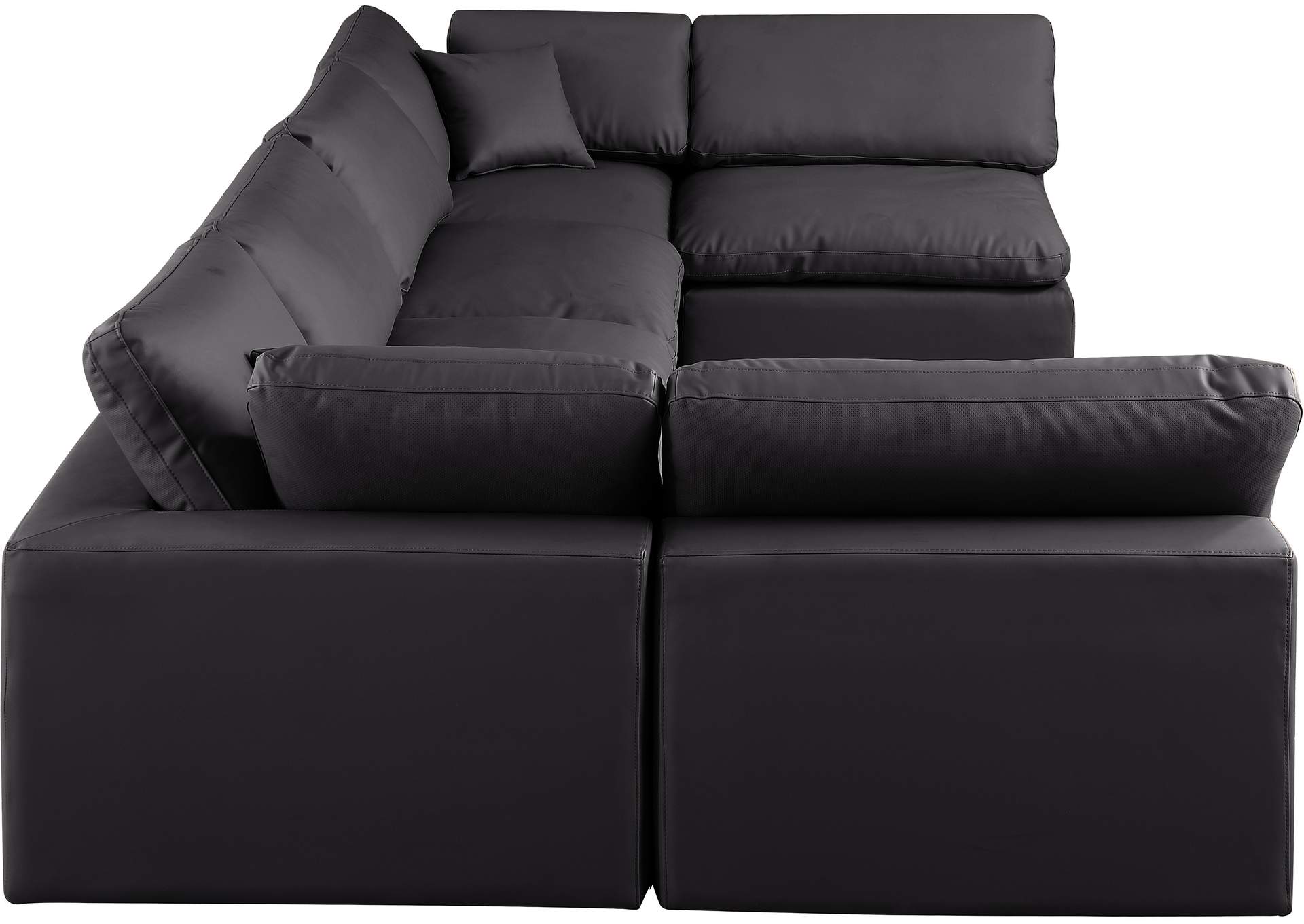 Comfy Black Faux Leather Modular Sectional,Meridian Furniture