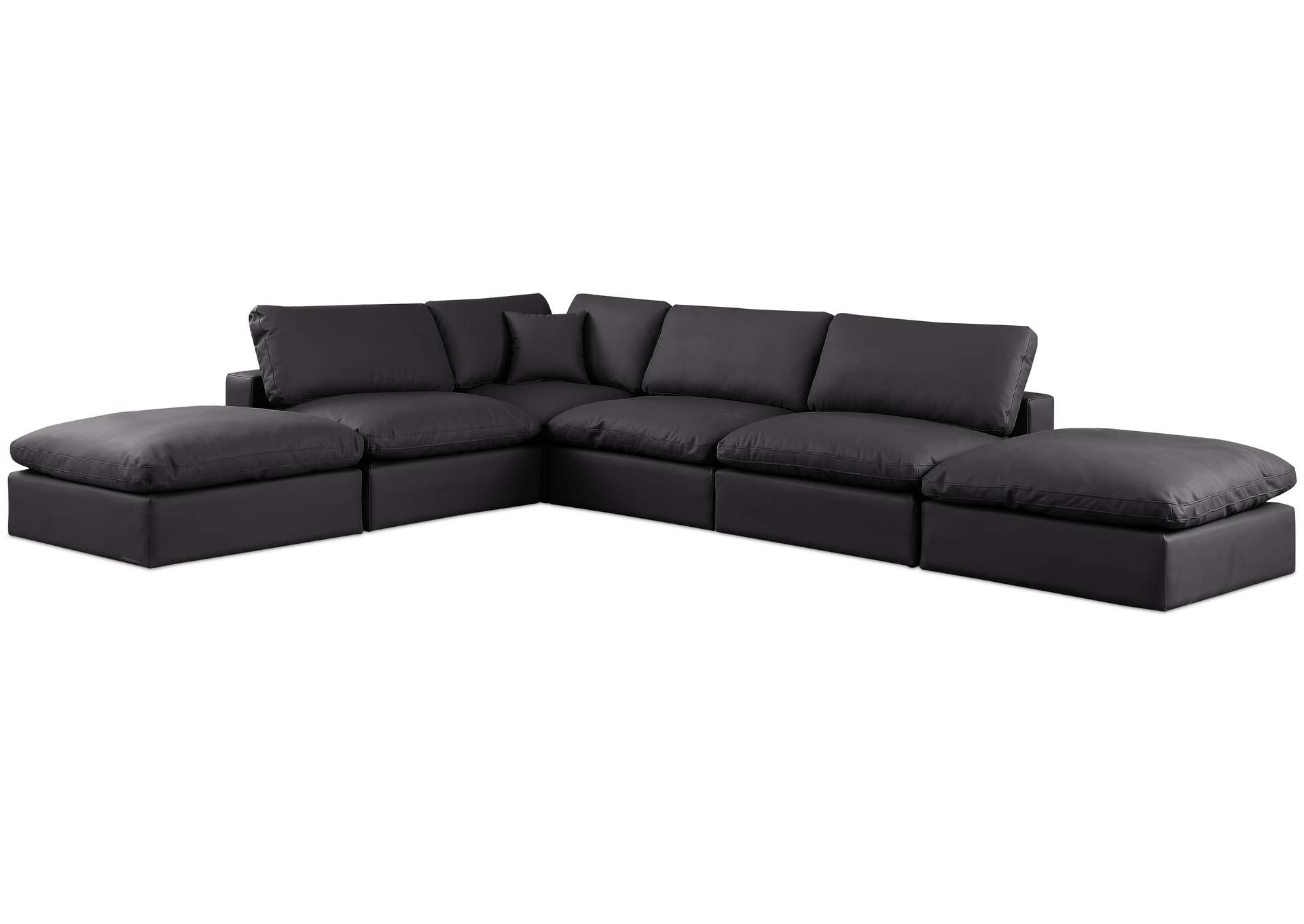 Comfy Black Faux Leather Modular Sectional,Meridian Furniture