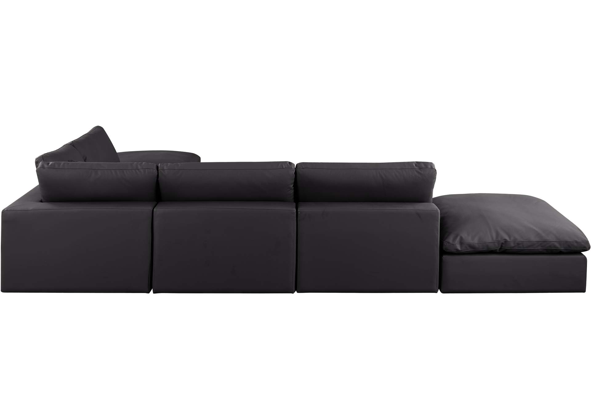Comfy Black Faux Leather Modular Sectional,Meridian Furniture