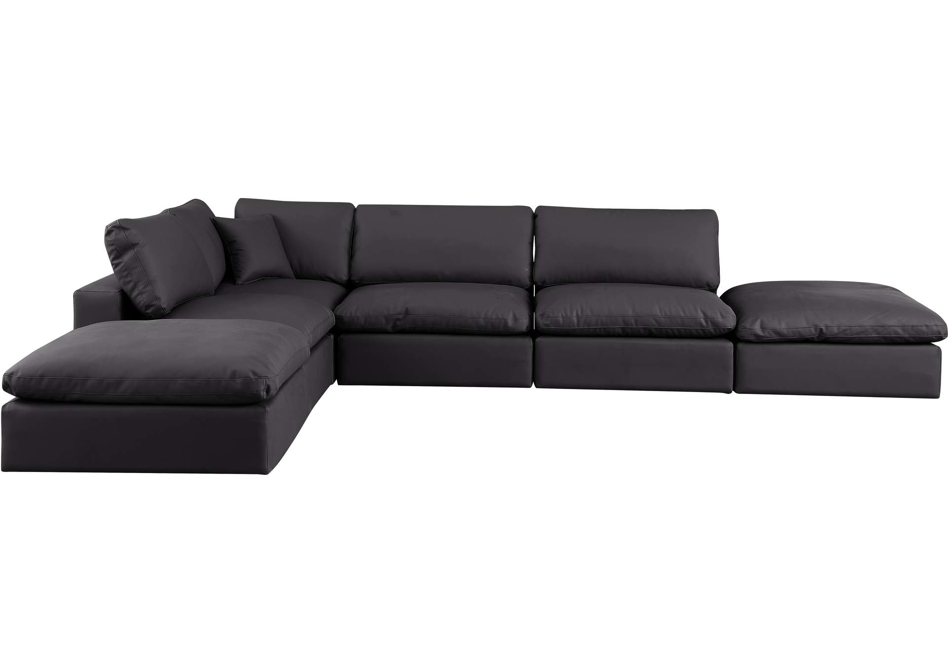 Comfy Black Faux Leather Modular Sectional,Meridian Furniture