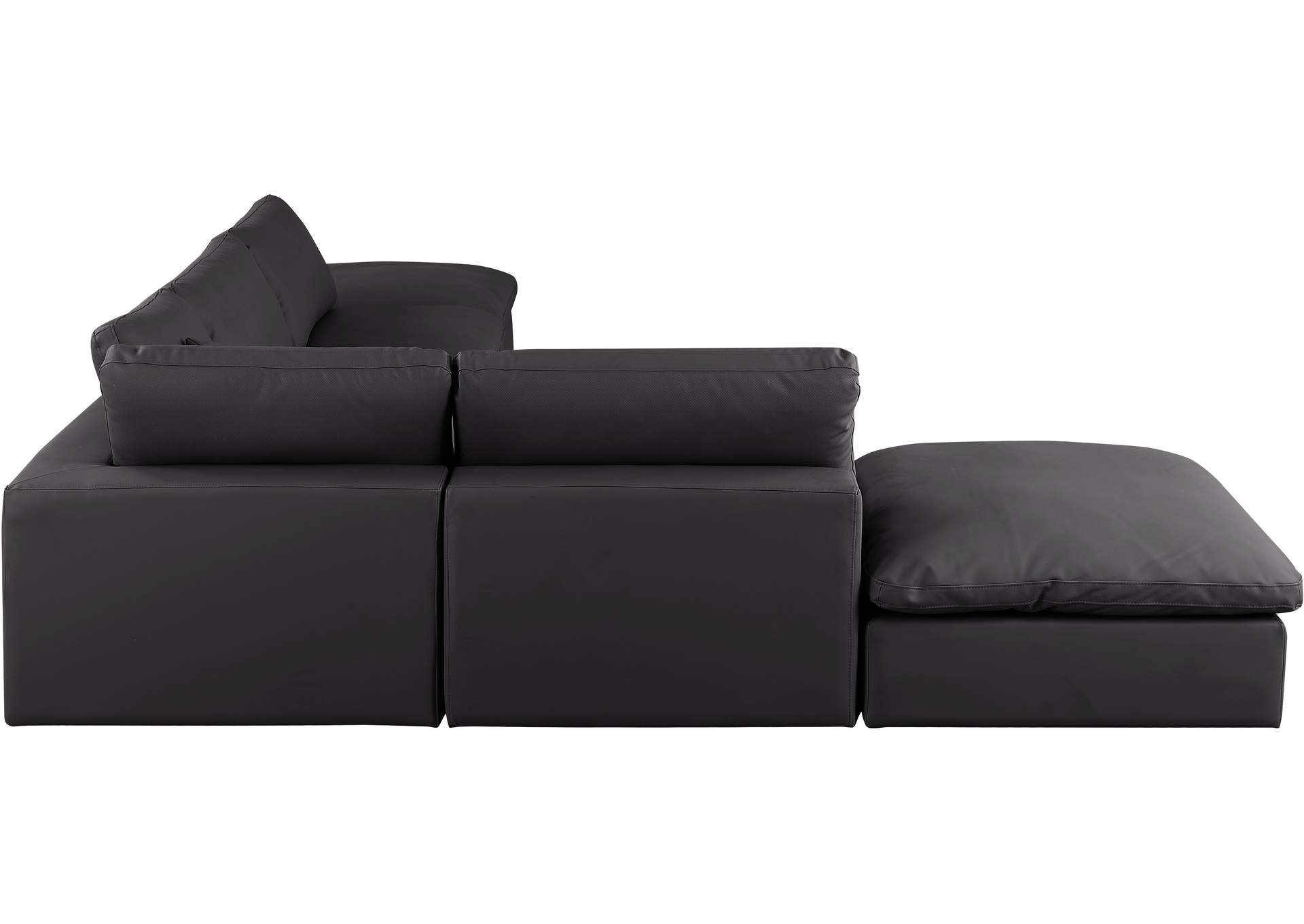 Comfy Black Faux Leather Modular Sectional,Meridian Furniture