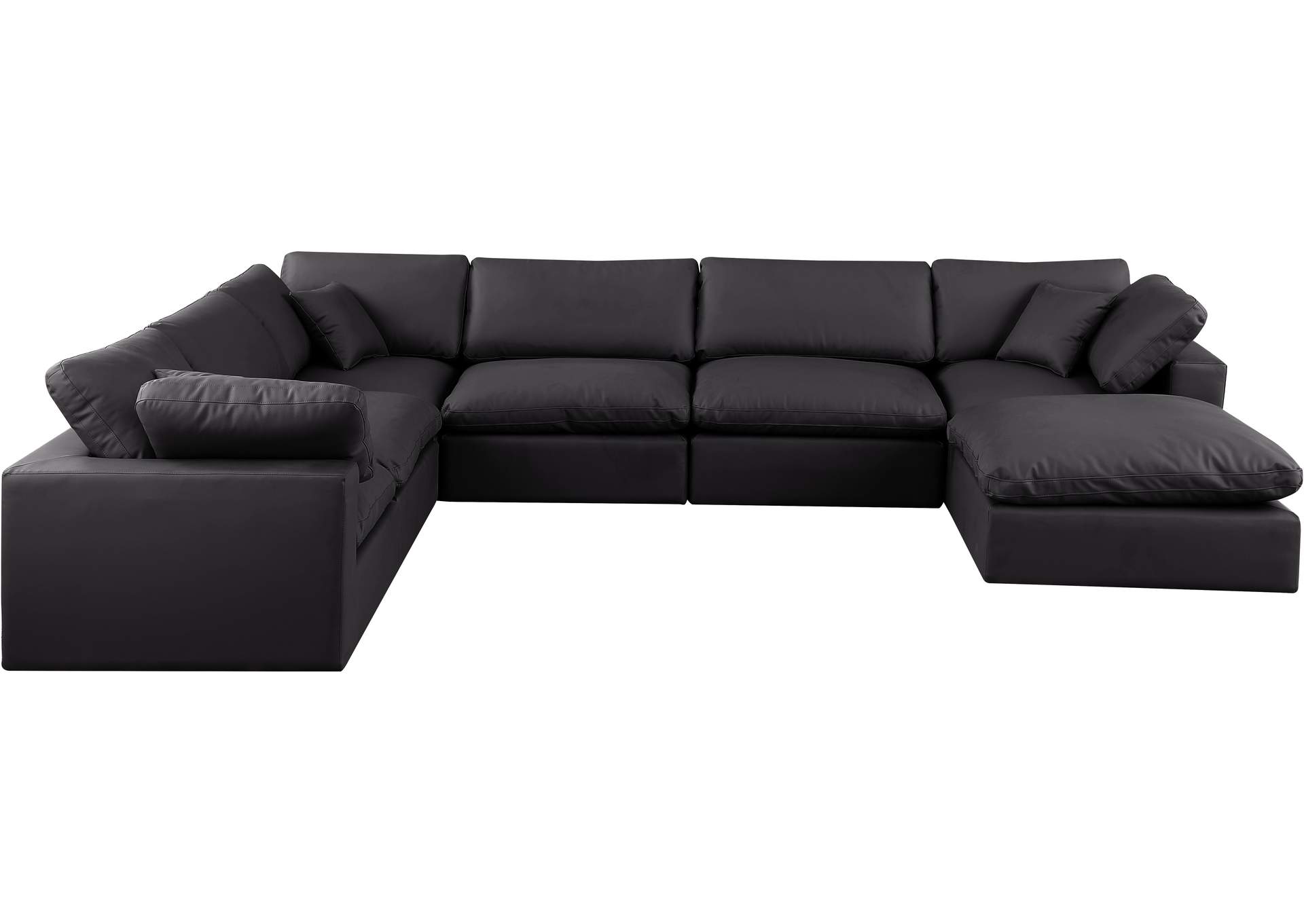 Comfy Black Faux Leather Modular Sectional,Meridian Furniture
