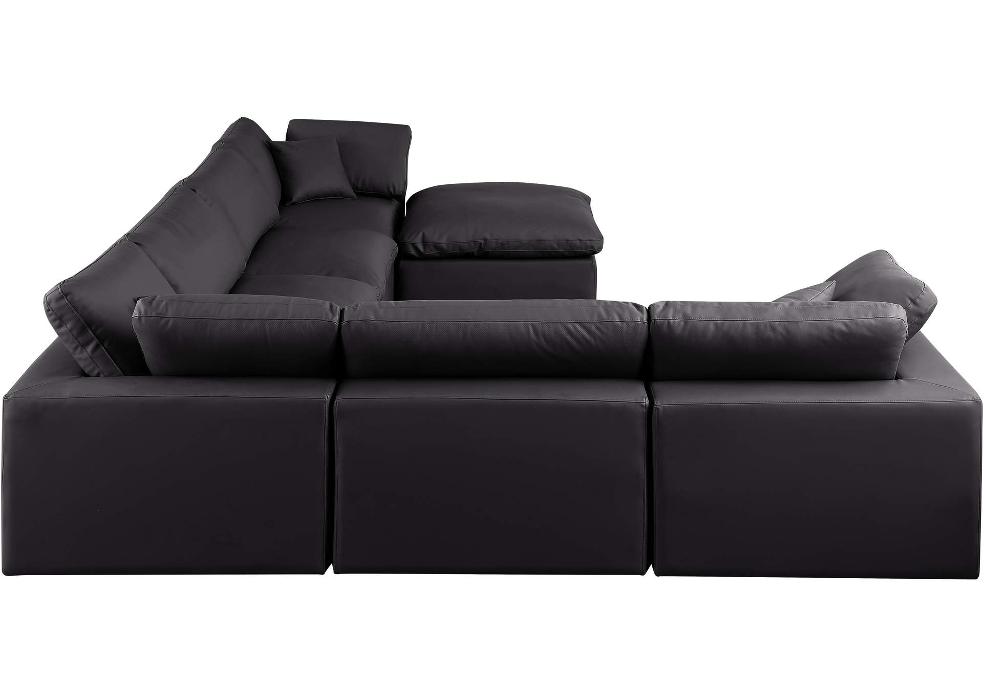 Comfy Black Faux Leather Modular Sectional,Meridian Furniture