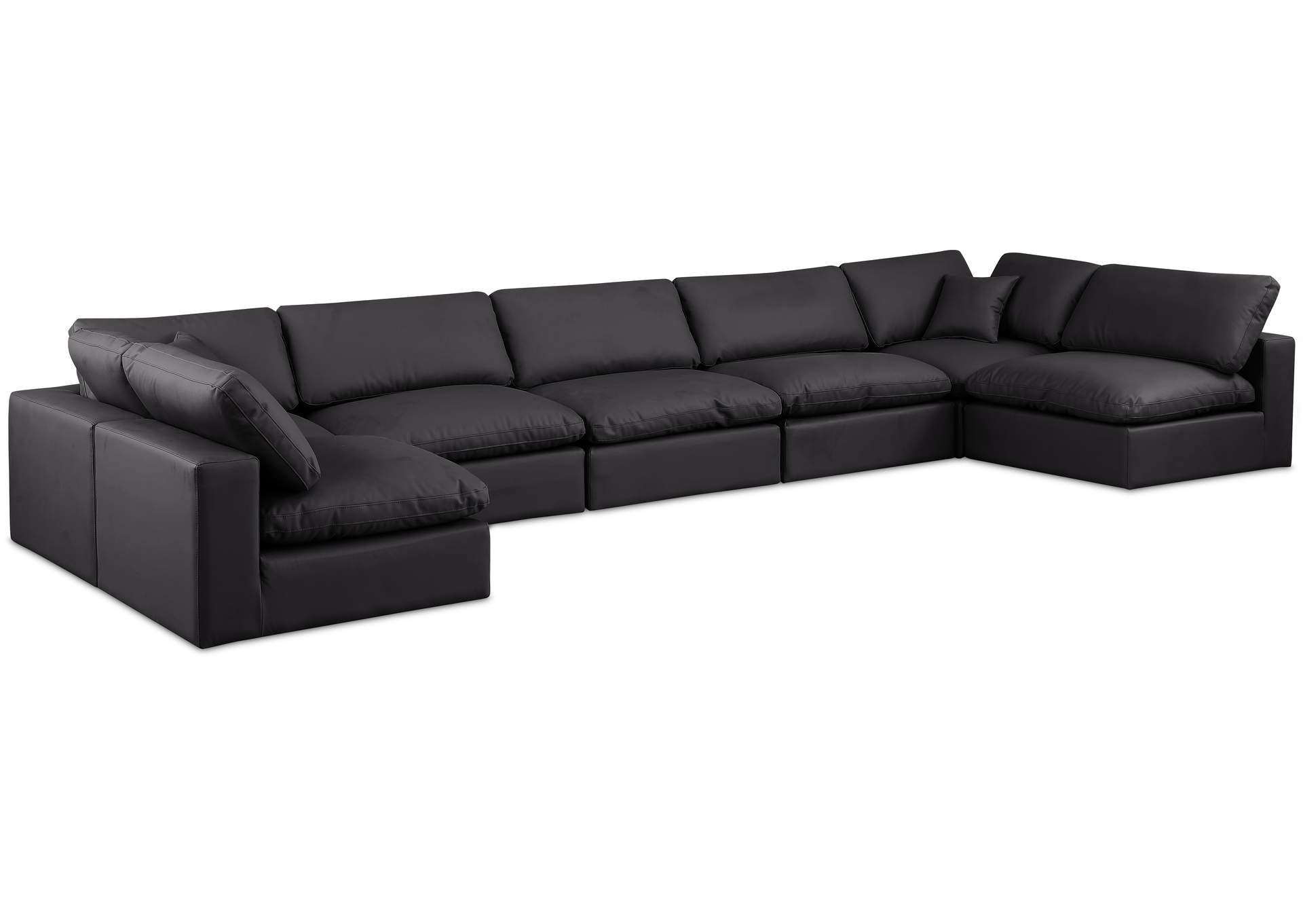 Comfy Black Faux Leather Modular Sectional,Meridian Furniture