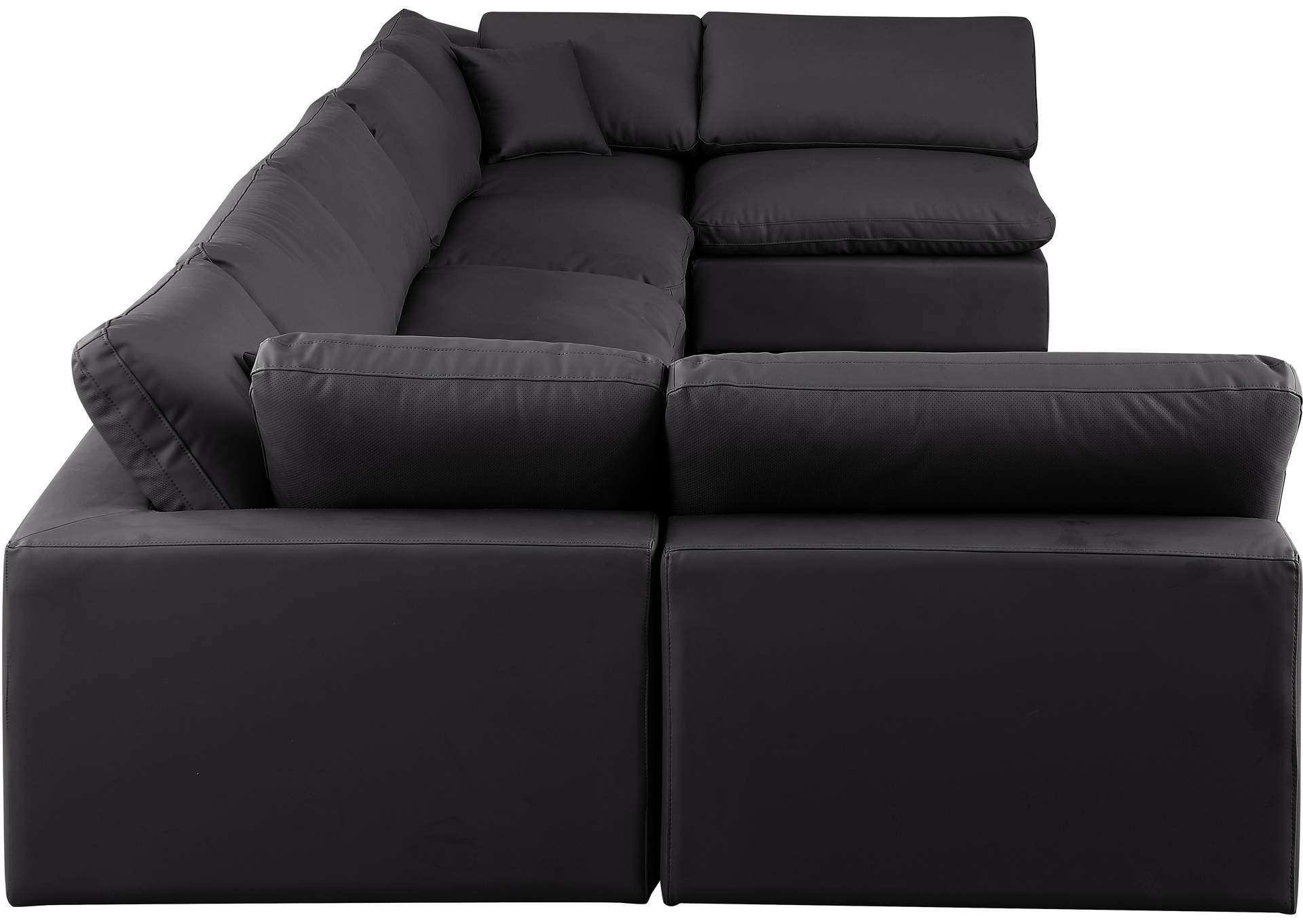 Comfy Black Faux Leather Modular Sectional,Meridian Furniture