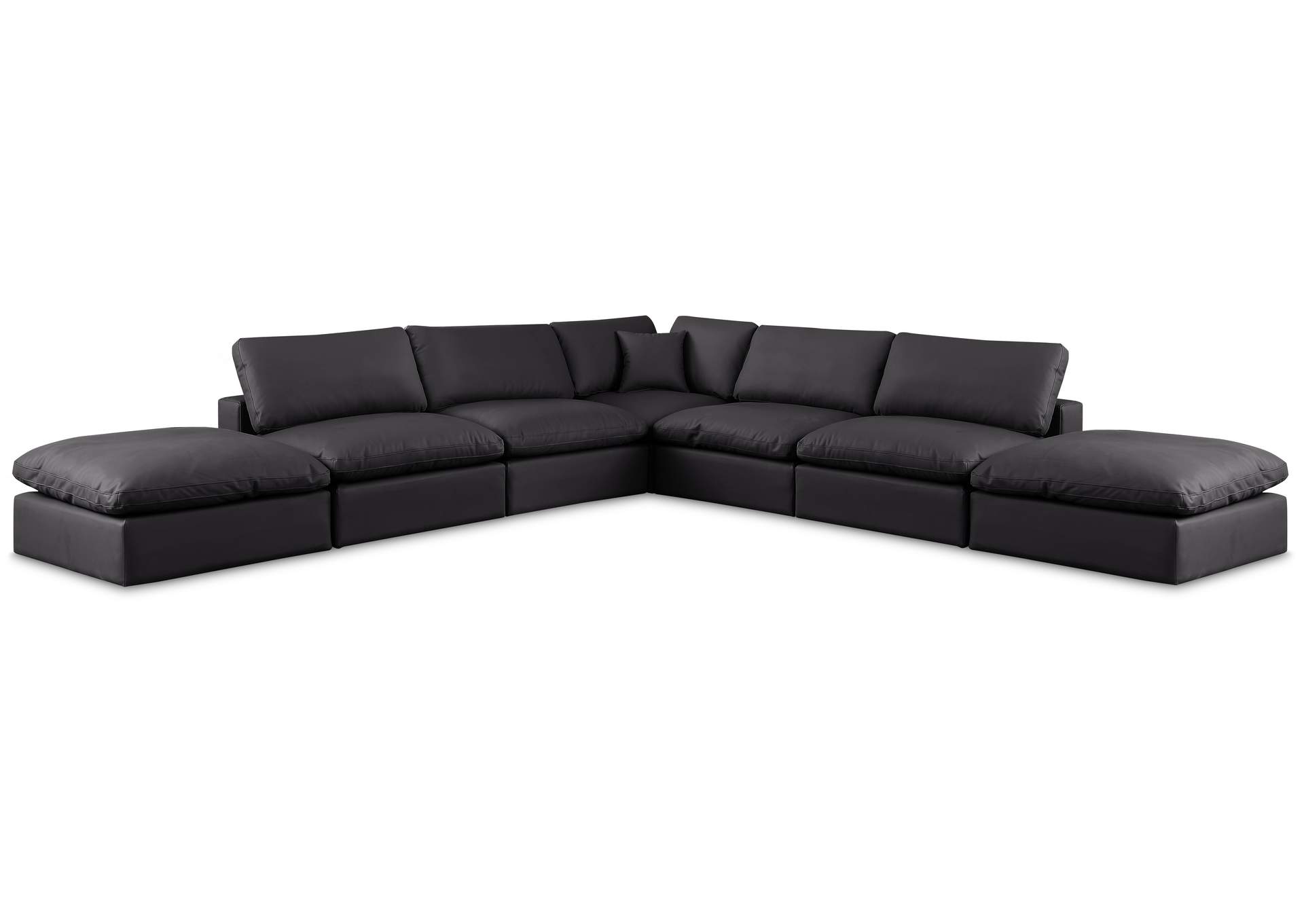 Comfy Black Faux Leather Modular Sectional,Meridian Furniture