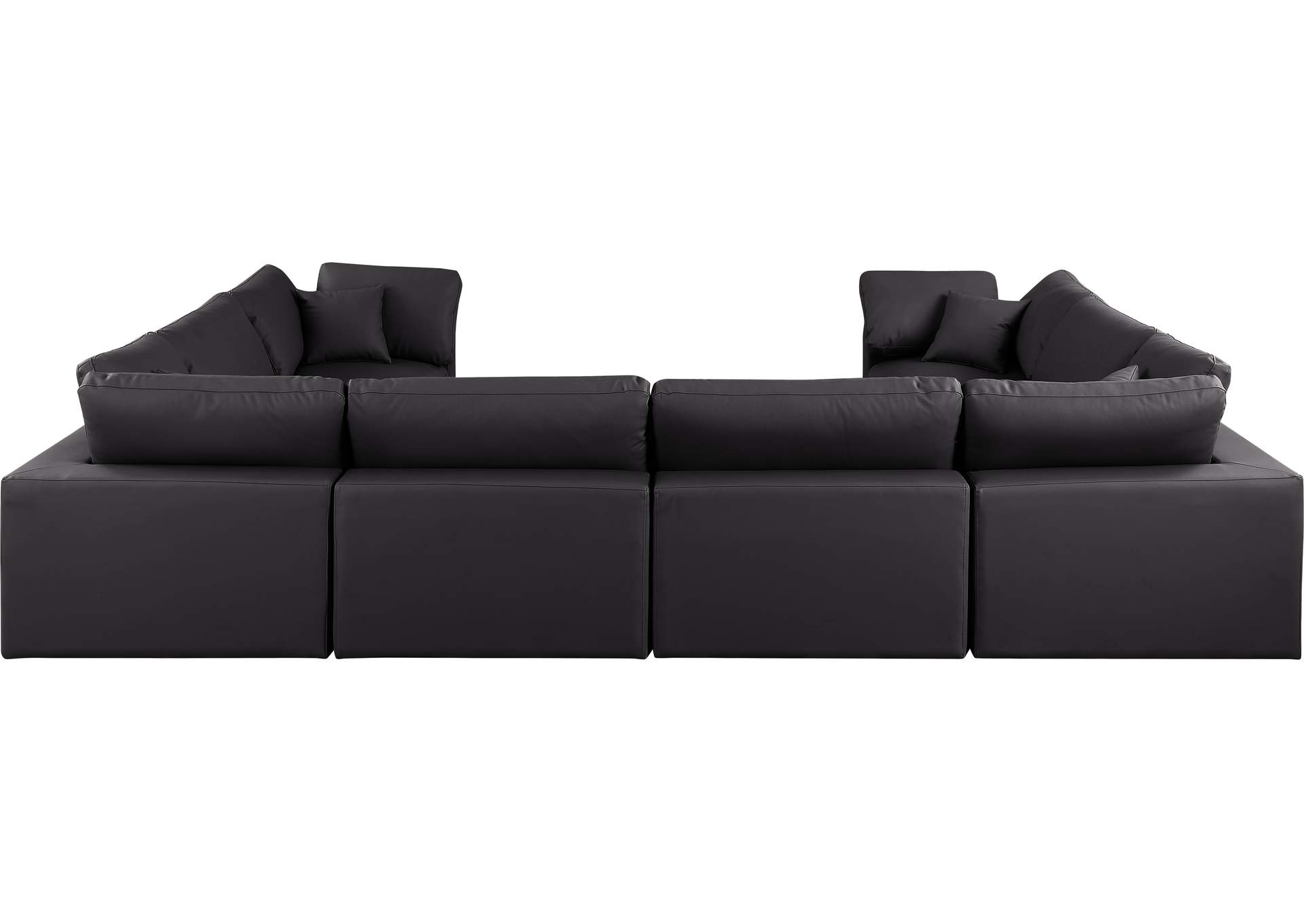 Comfy Black Faux Leather Modular Sectional,Meridian Furniture