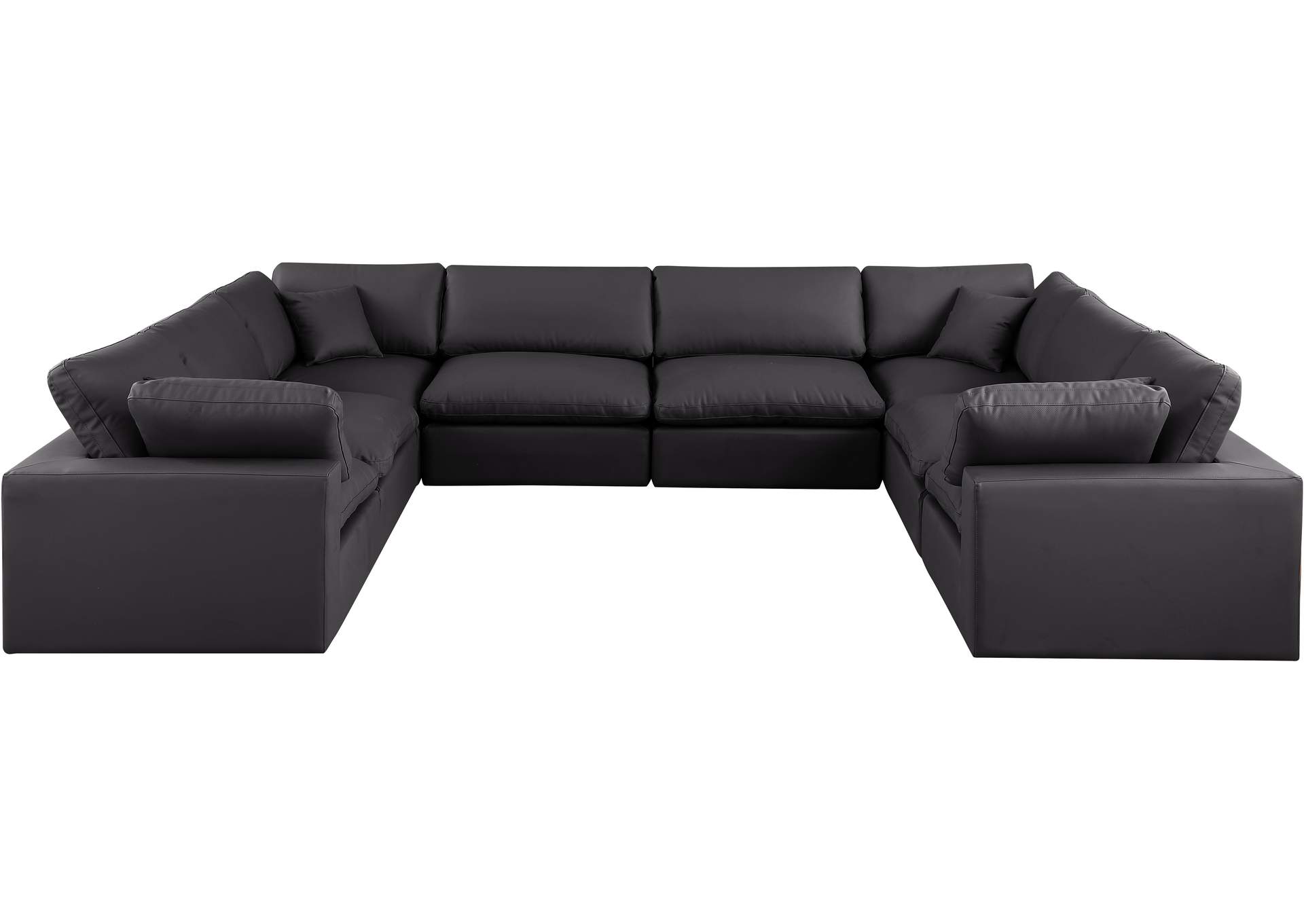 Comfy Black Faux Leather Modular Sectional,Meridian Furniture