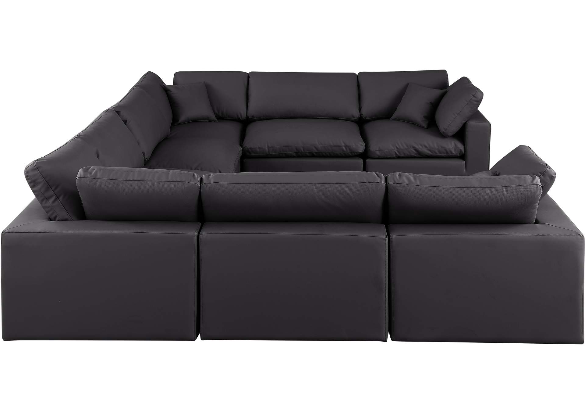 Comfy Black Faux Leather Modular Sectional,Meridian Furniture