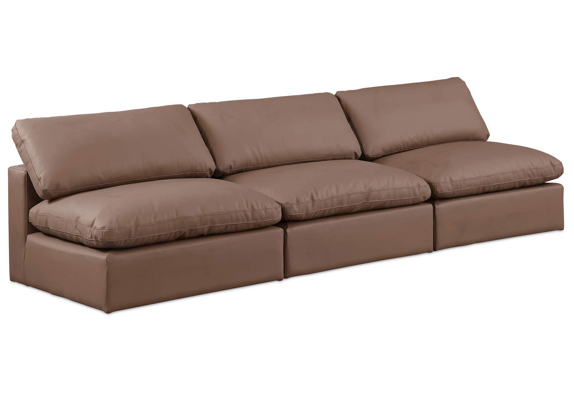 Comfy Brown Faux Leather Modular Sofa,Meridian Furniture