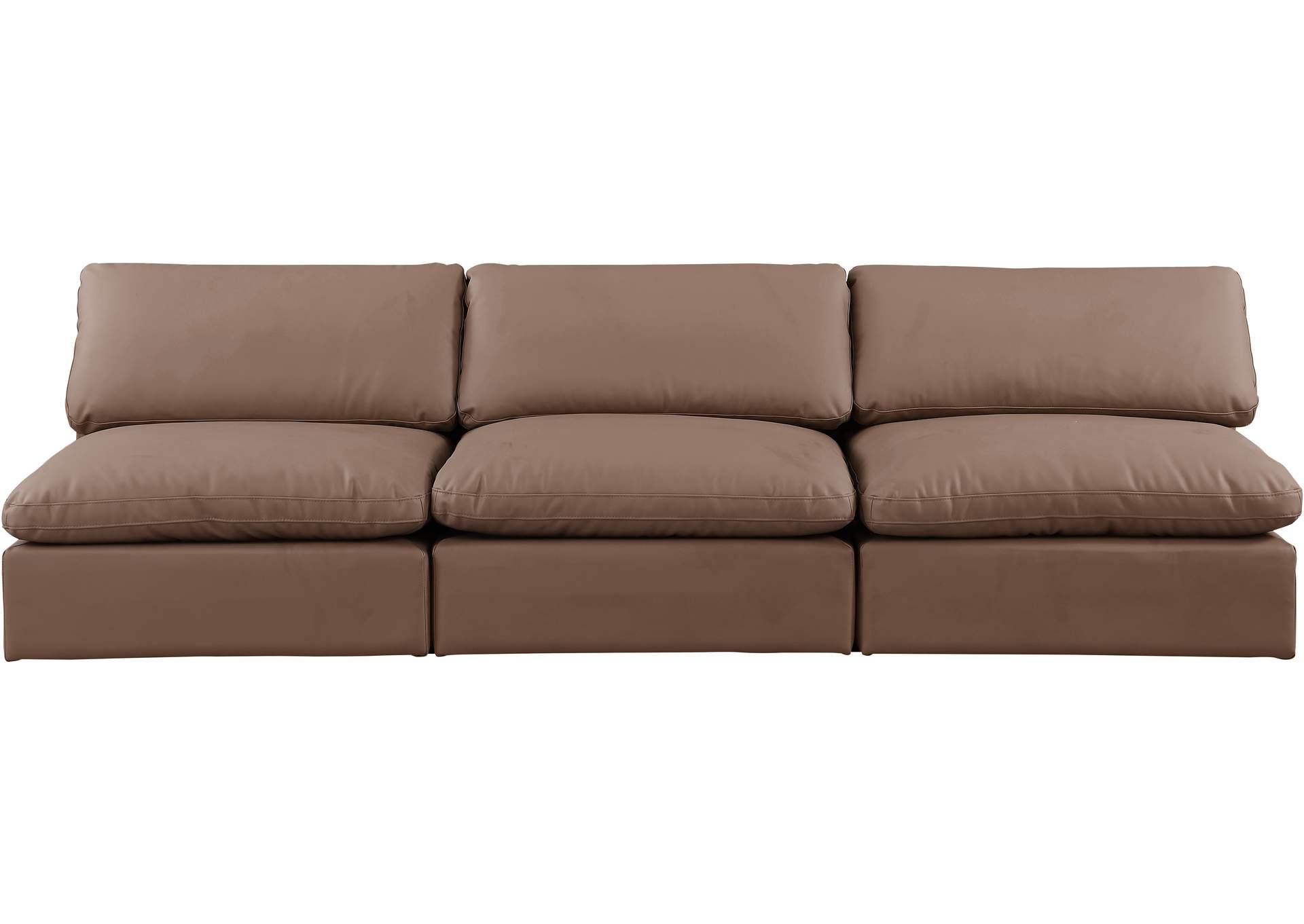 Comfy Brown Faux Leather Modular Sofa,Meridian Furniture
