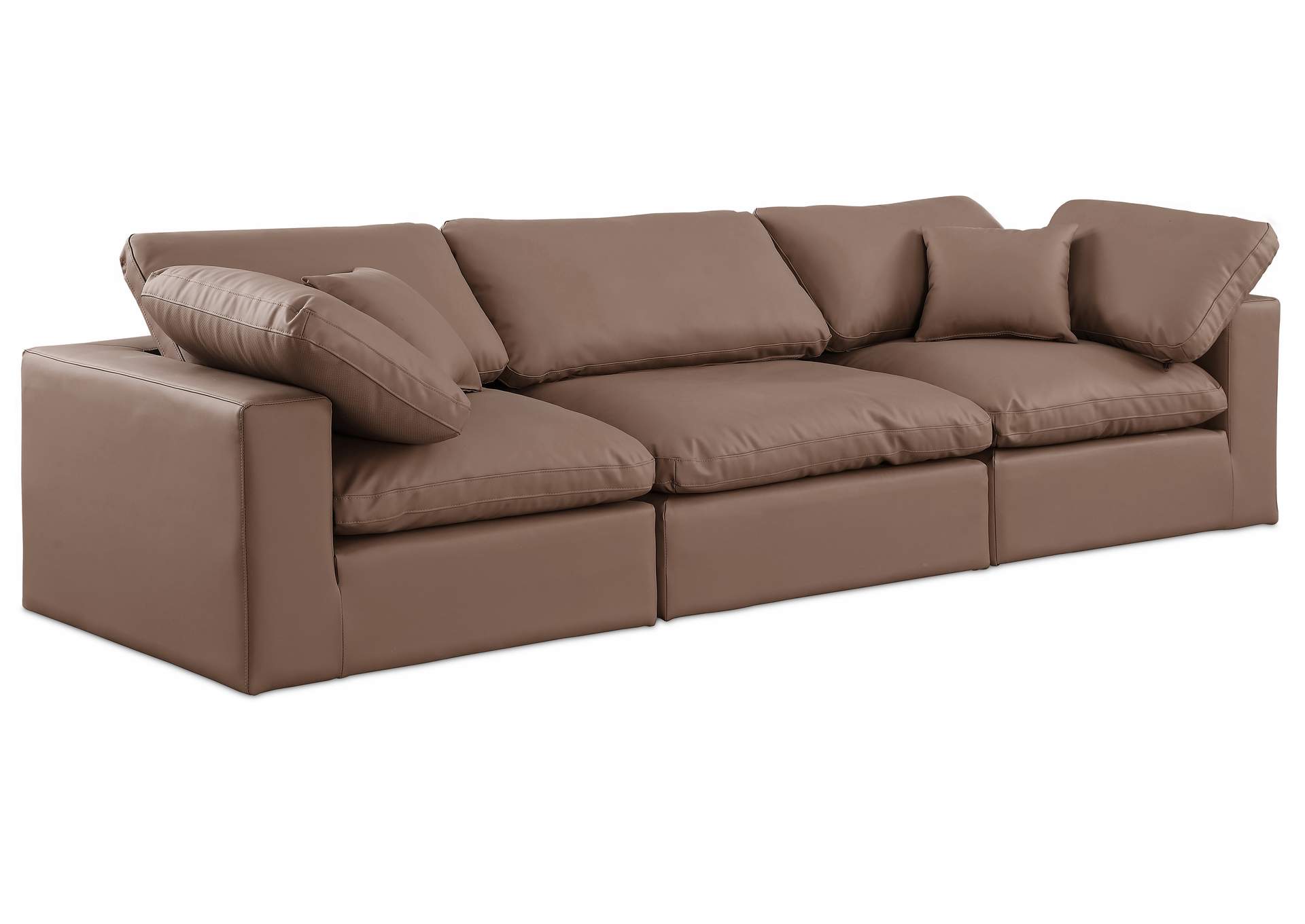Comfy Brown Faux Leather Modular Sofa,Meridian Furniture