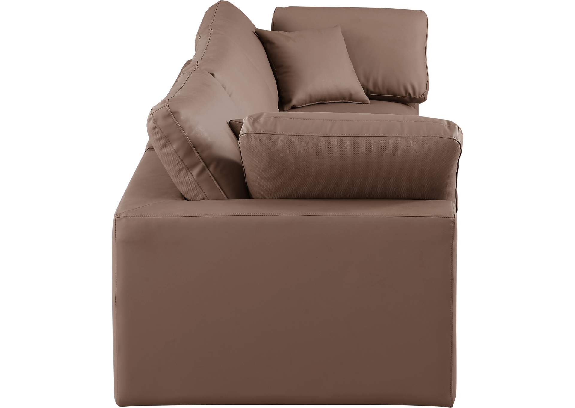 Comfy Brown Faux Leather Modular Sofa,Meridian Furniture