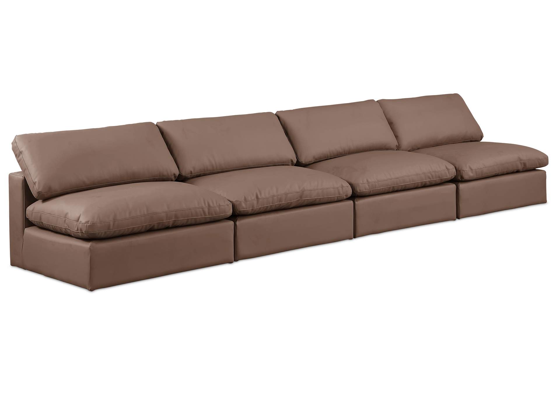 Comfy Brown Faux Leather Modular Sofa,Meridian Furniture