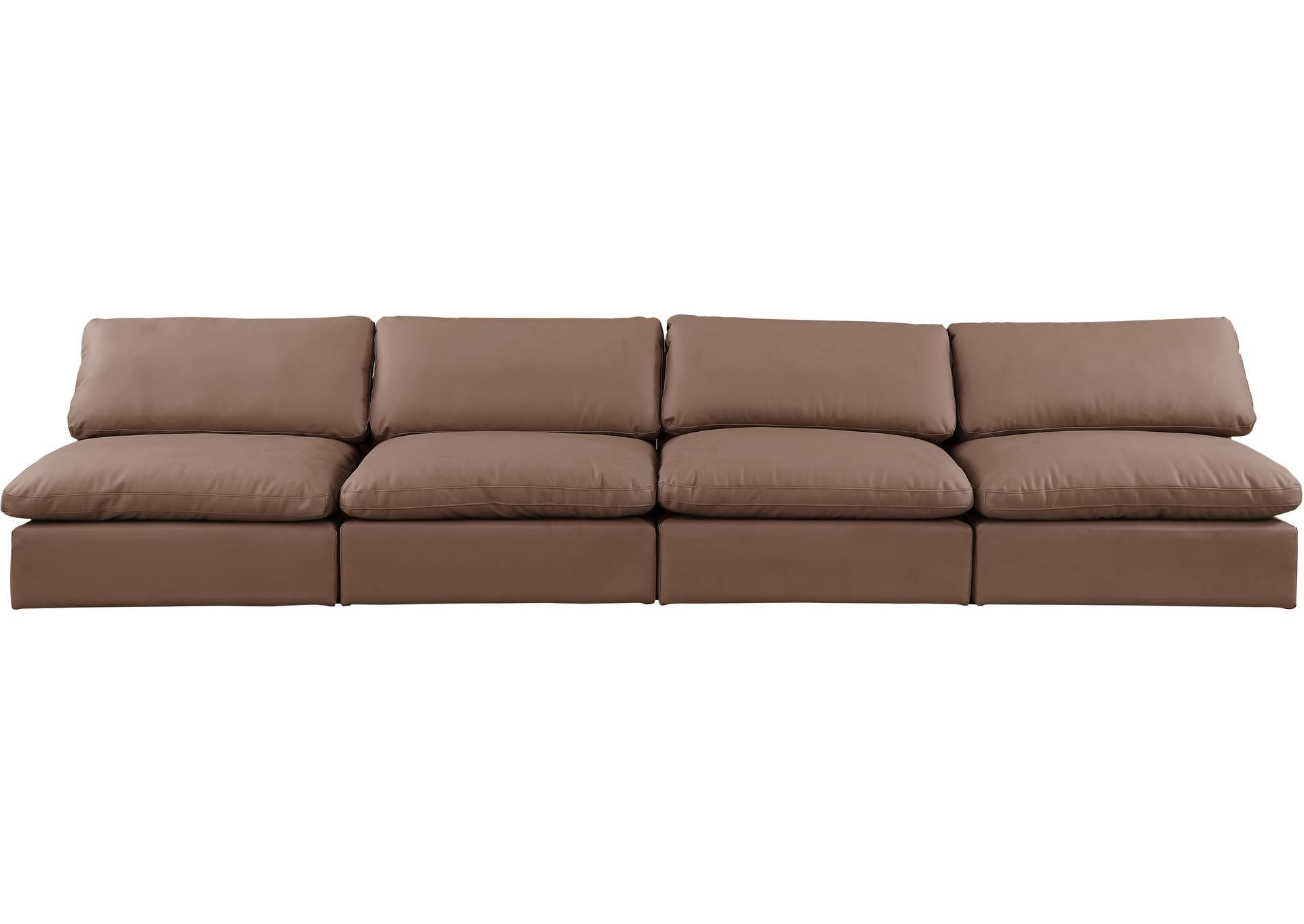Comfy Brown Faux Leather Modular Sofa,Meridian Furniture