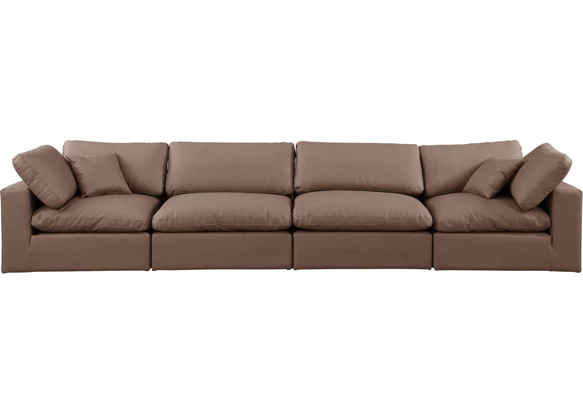 Comfy Brown Faux Leather Modular Sofa,Meridian Furniture