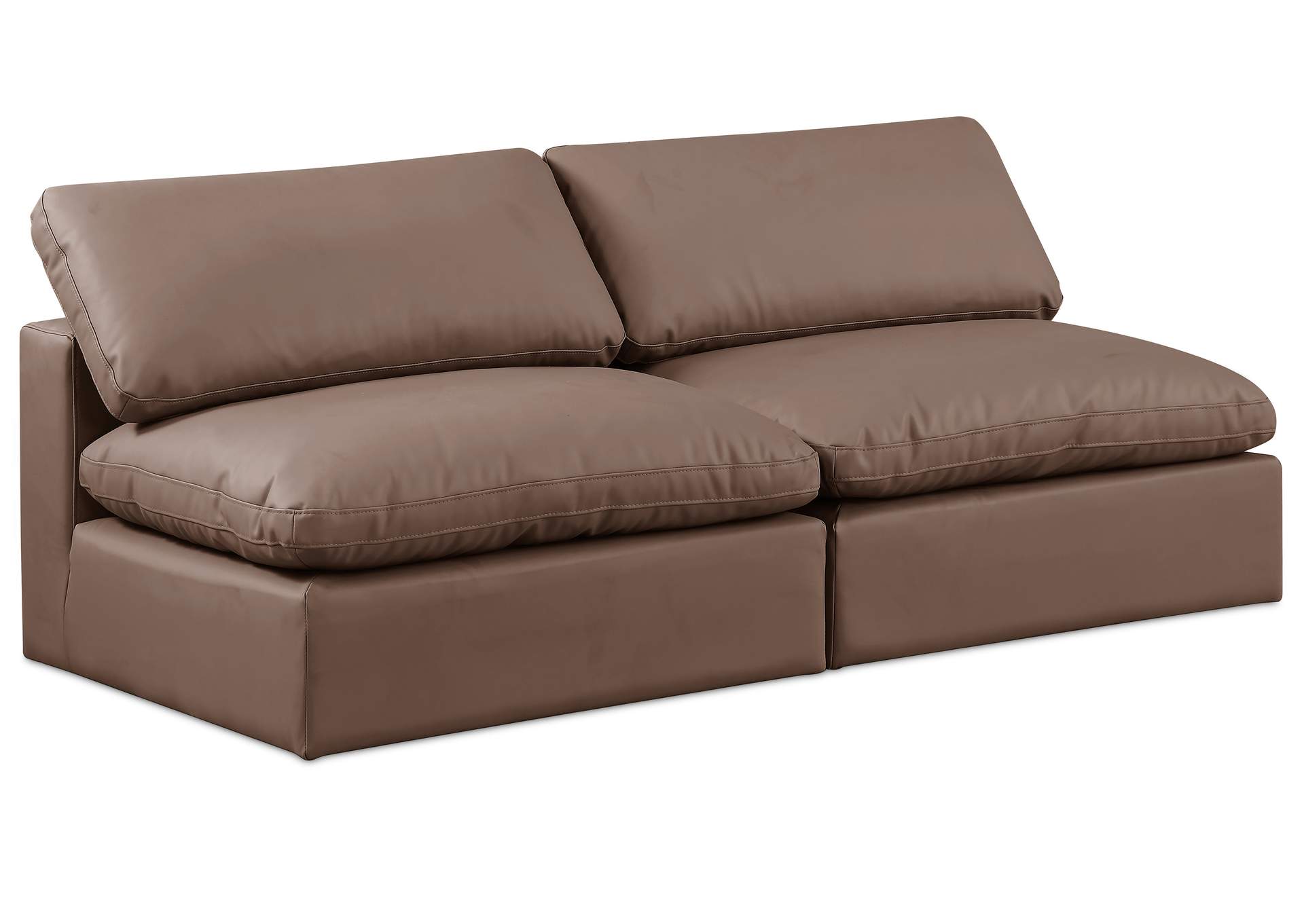 Comfy Brown Faux Leather Modular Sofa,Meridian Furniture