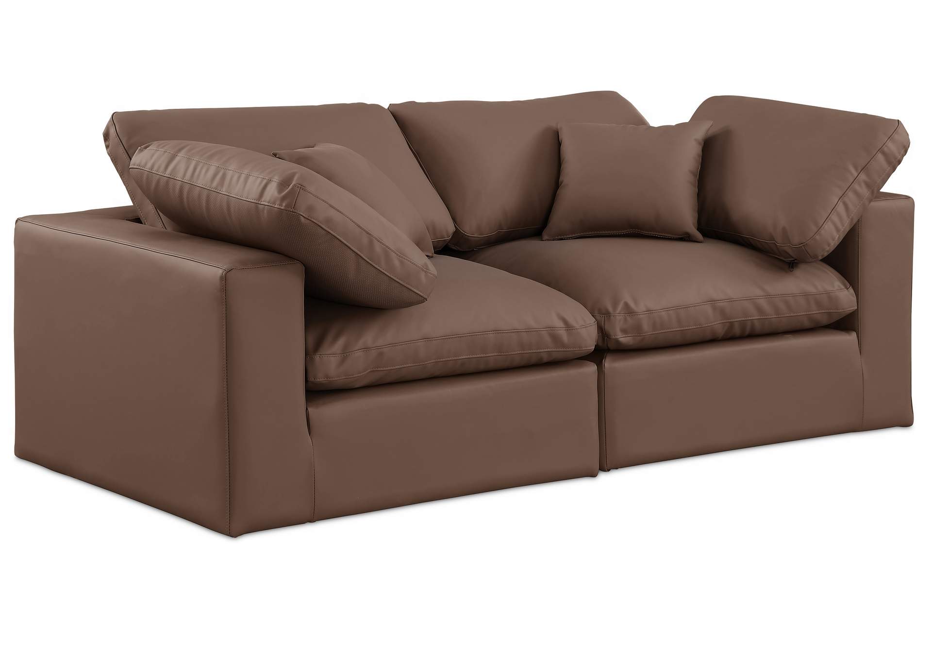 Comfy Brown Faux Leather Modular Sofa,Meridian Furniture
