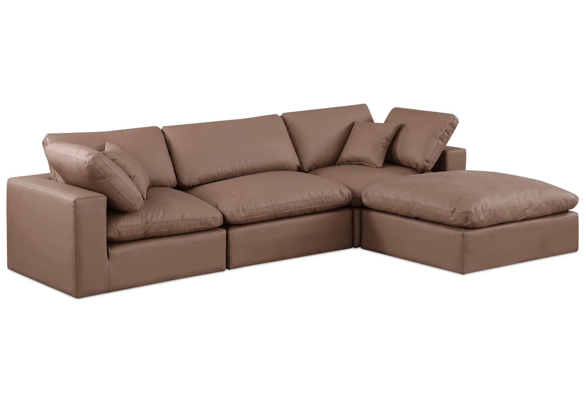 Comfy Brown Faux Leather Modular Sectional,Meridian Furniture