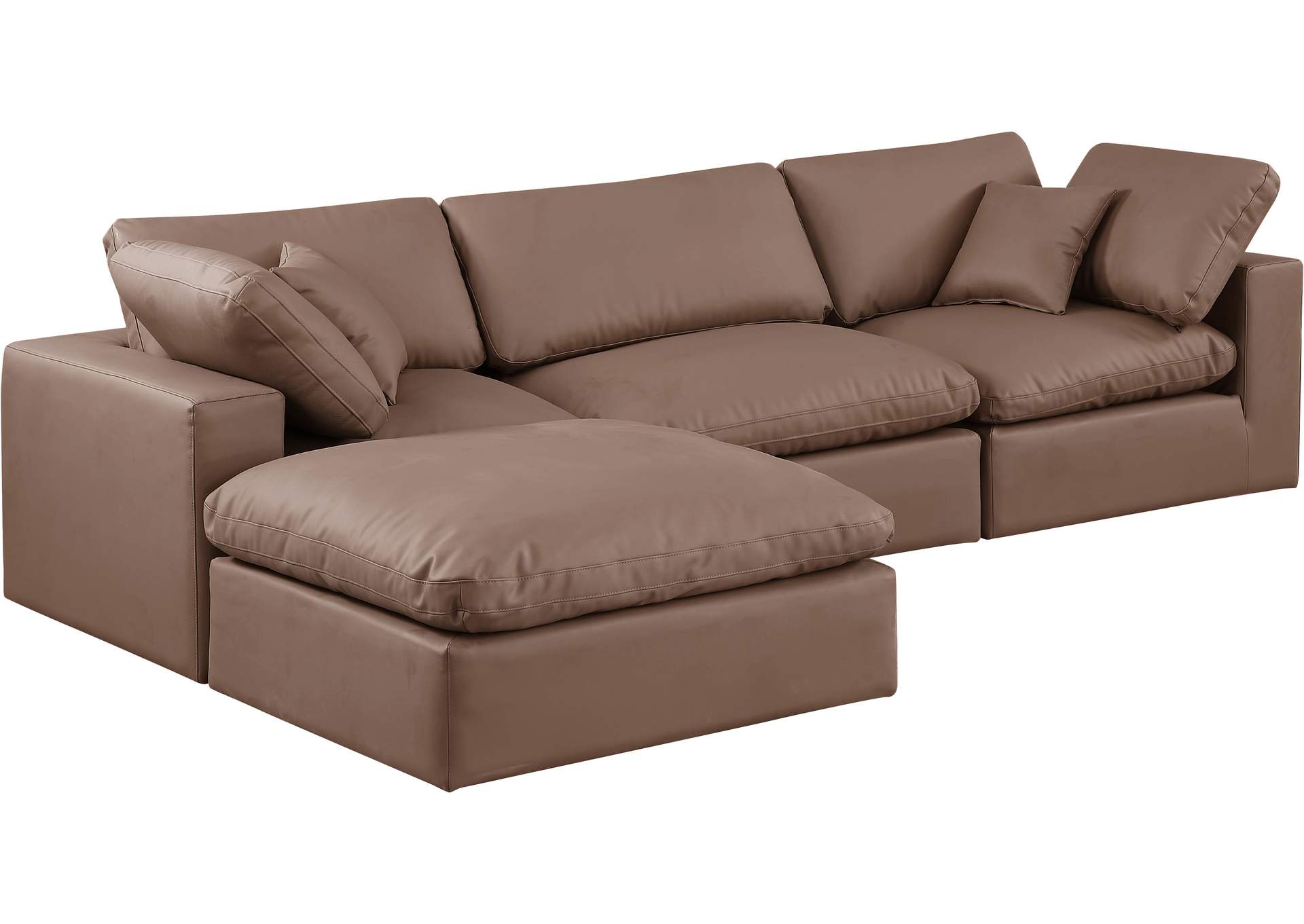 Comfy Brown Faux Leather Modular Sectional,Meridian Furniture