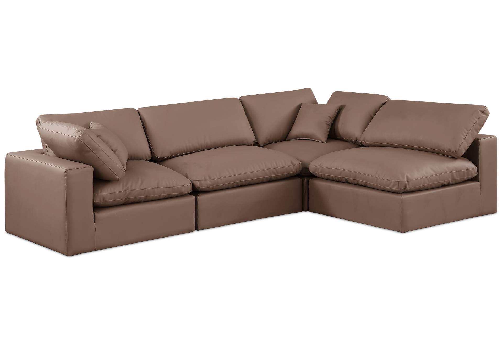 Comfy Brown Faux Leather Modular Sectional,Meridian Furniture