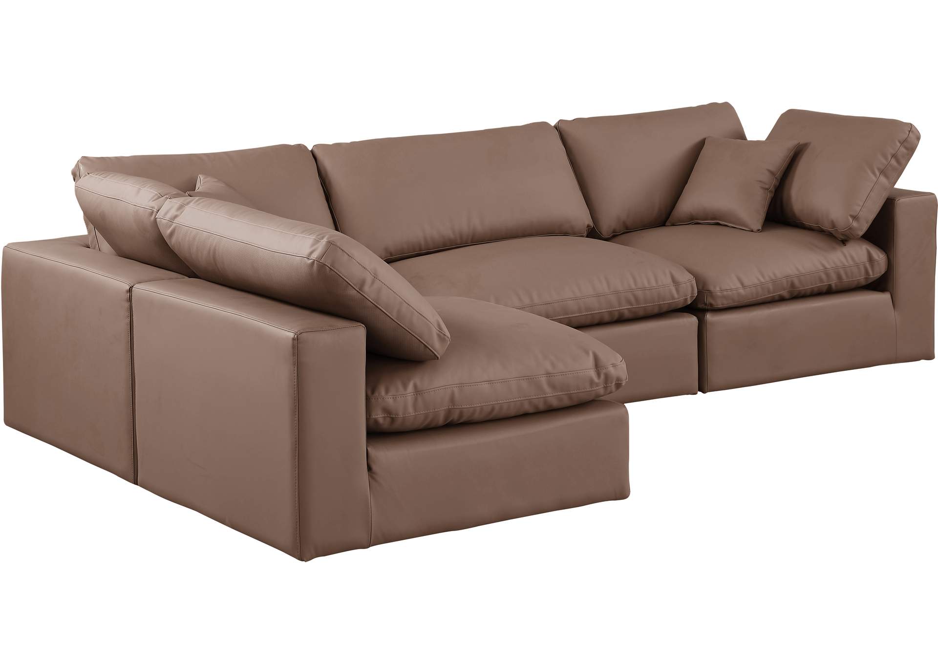 Comfy Brown Faux Leather Modular Sectional,Meridian Furniture