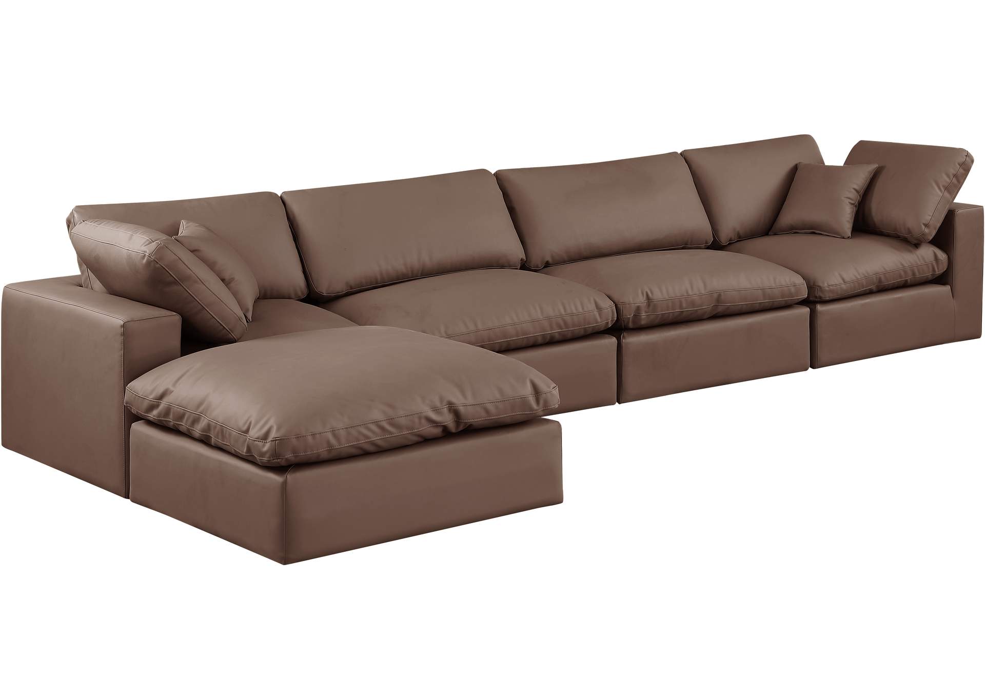 Comfy Brown Faux Leather Modular Sectional,Meridian Furniture