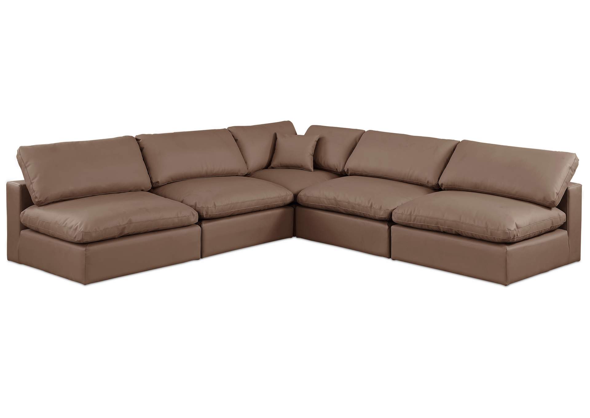 Comfy Brown Faux Leather Modular Sectional,Meridian Furniture