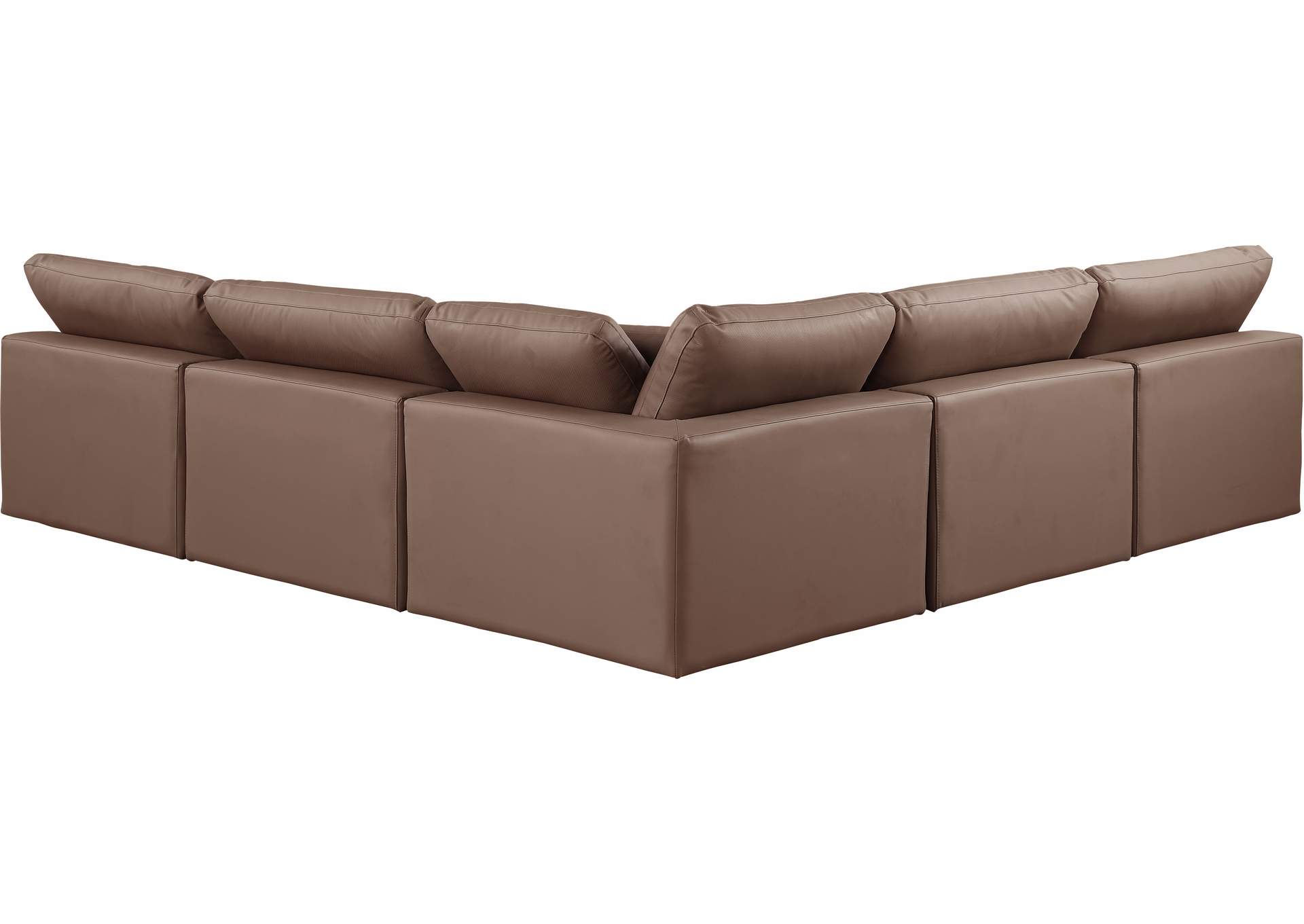 Comfy Brown Faux Leather Modular Sectional,Meridian Furniture