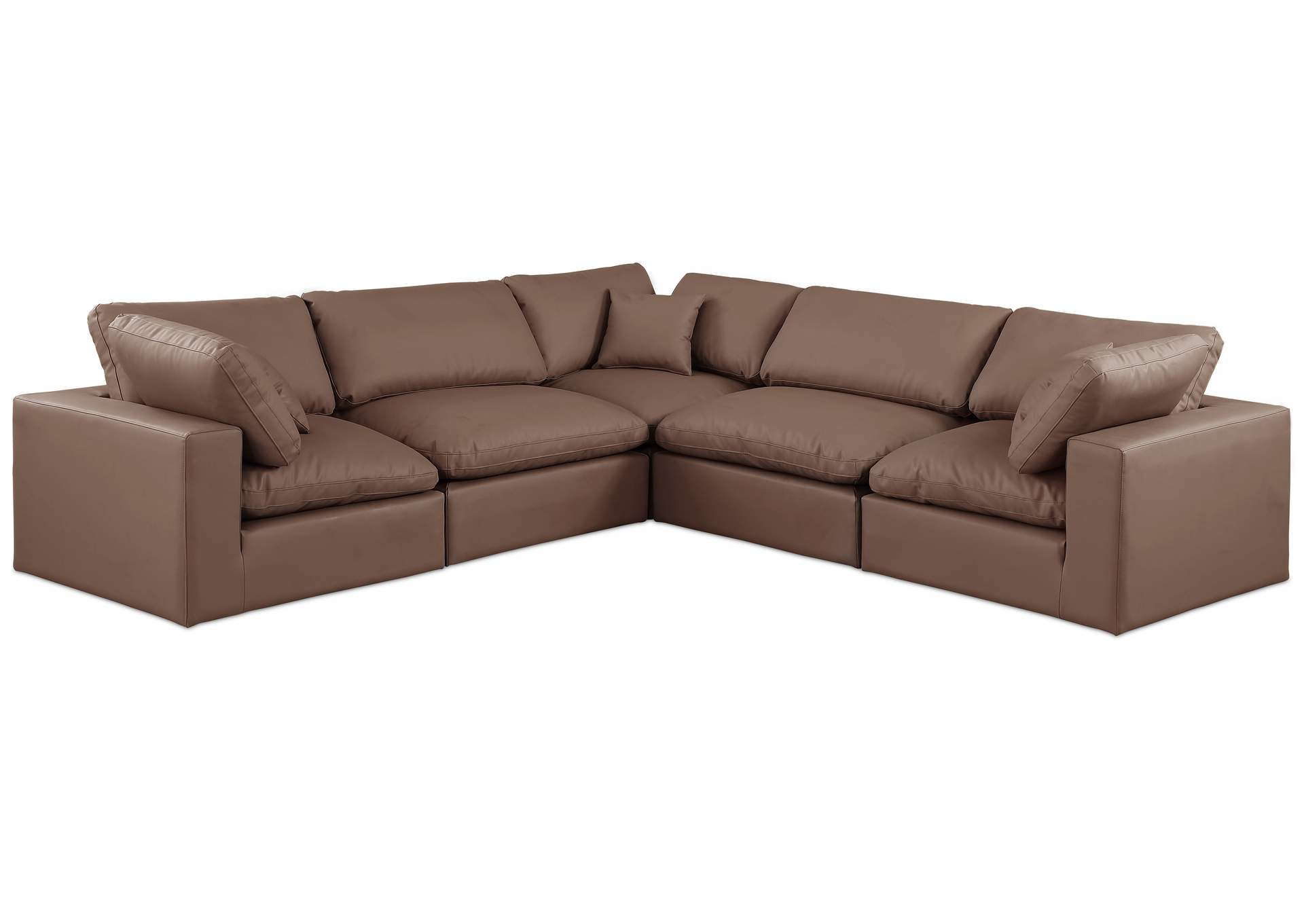 Comfy Brown Faux Leather Modular Sectional,Meridian Furniture