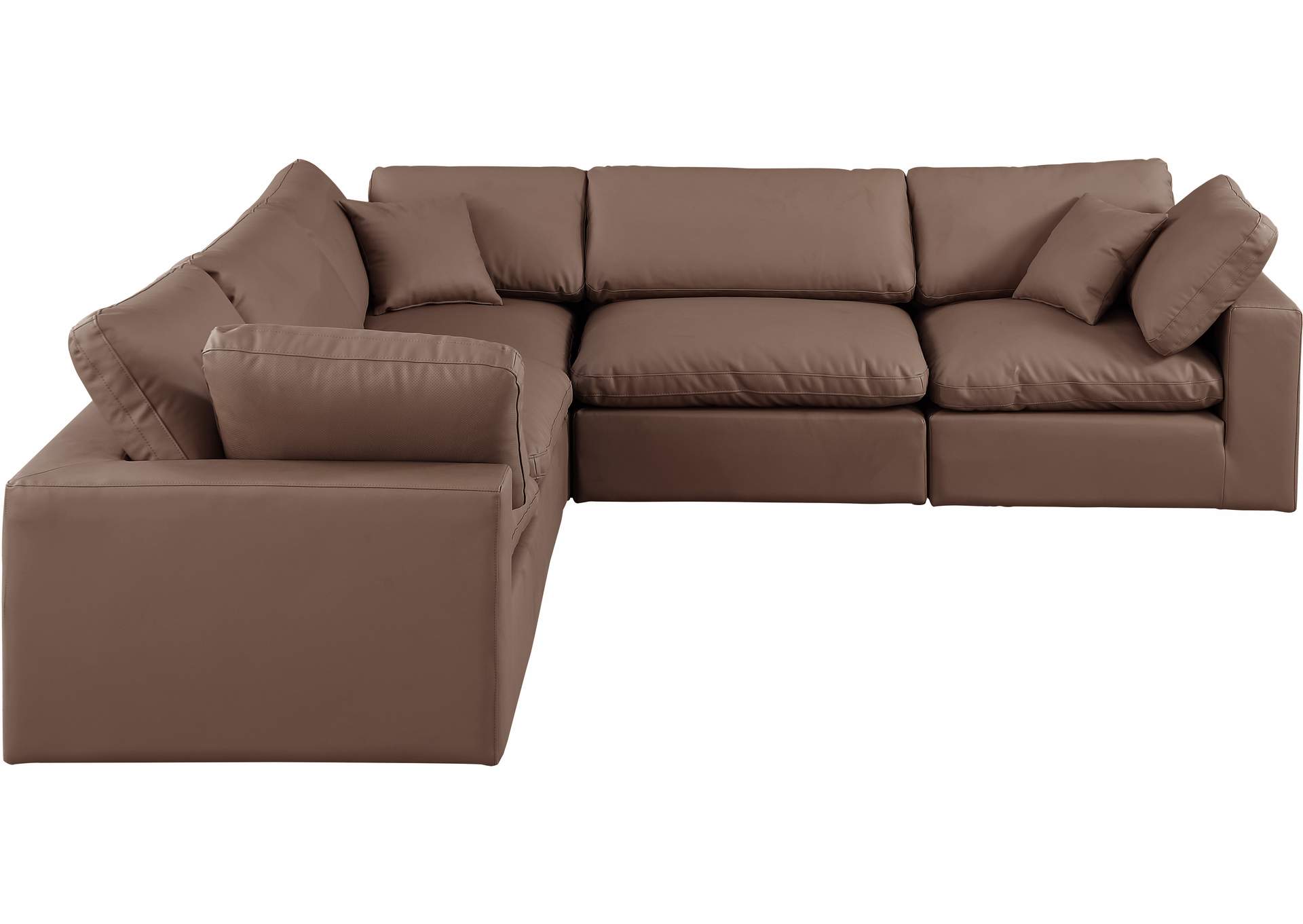Comfy Brown Faux Leather Modular Sectional,Meridian Furniture