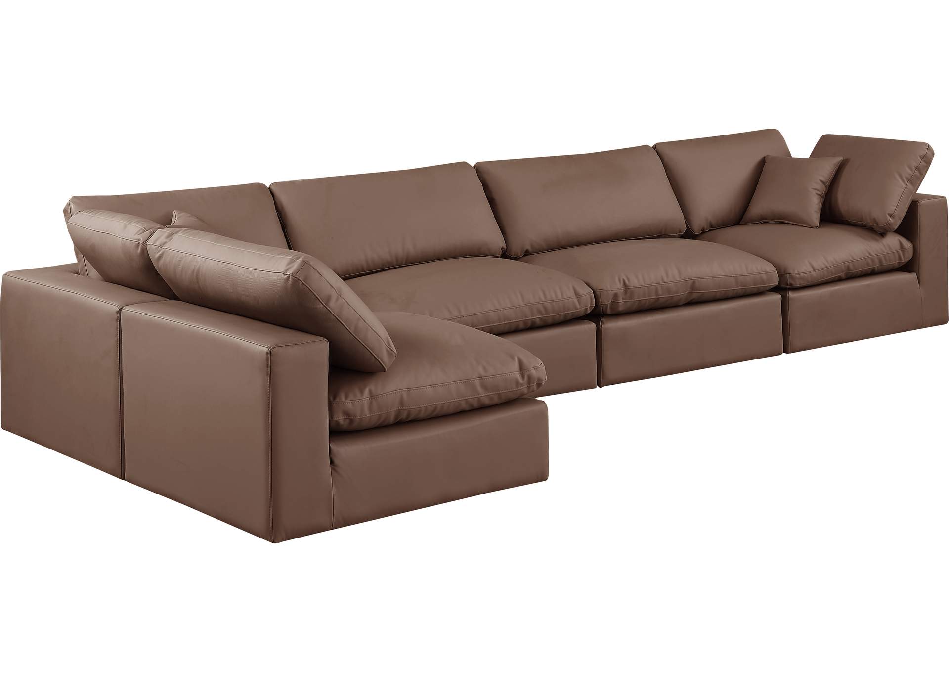 Comfy Brown Faux Leather Modular Sectional,Meridian Furniture