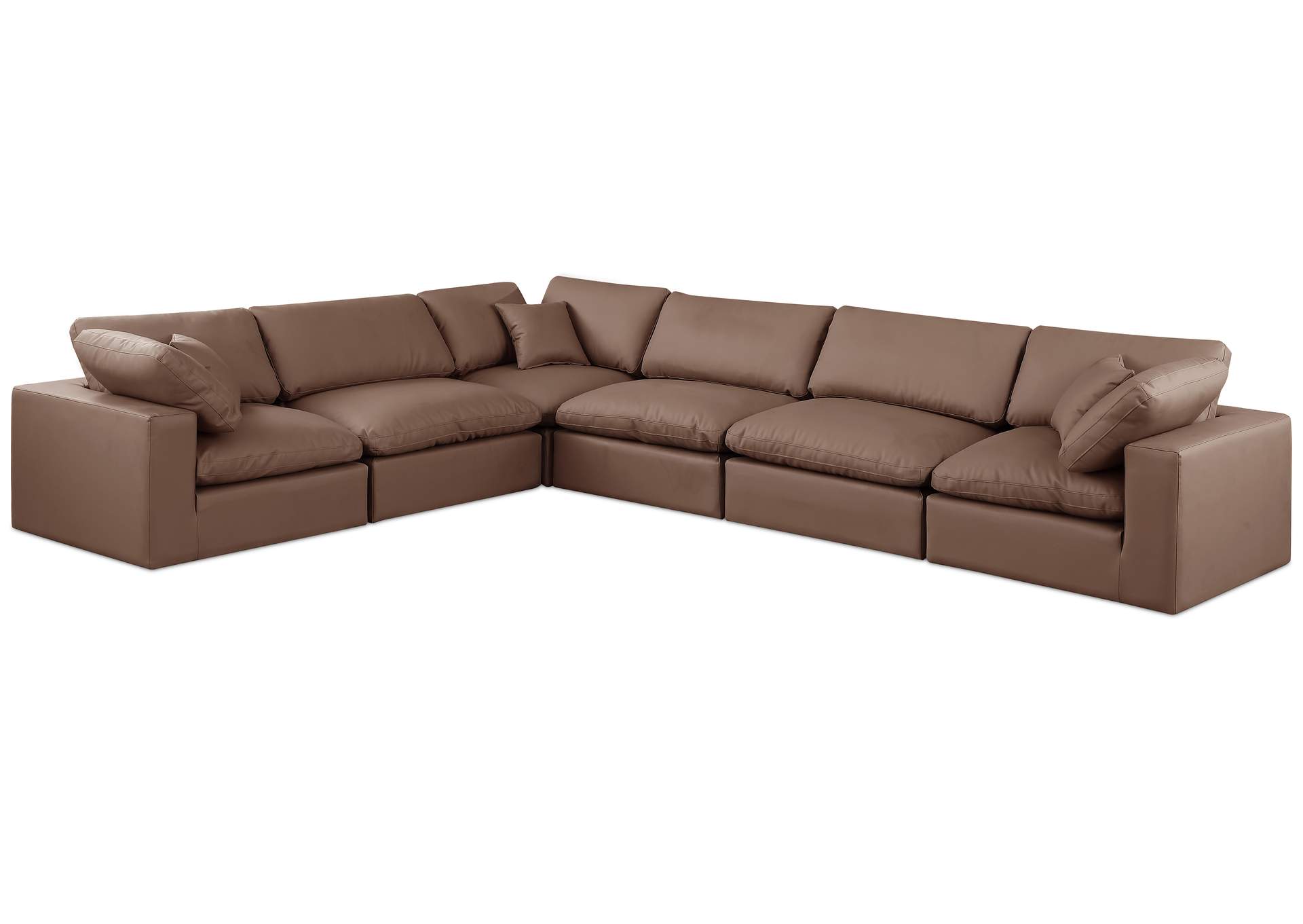Comfy Brown Faux Leather Modular Sectional,Meridian Furniture