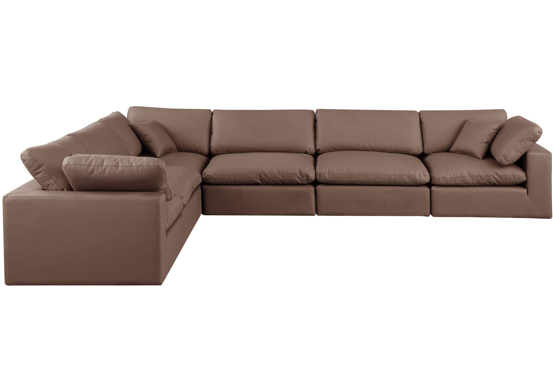 Comfy Brown Faux Leather Modular Sectional,Meridian Furniture
