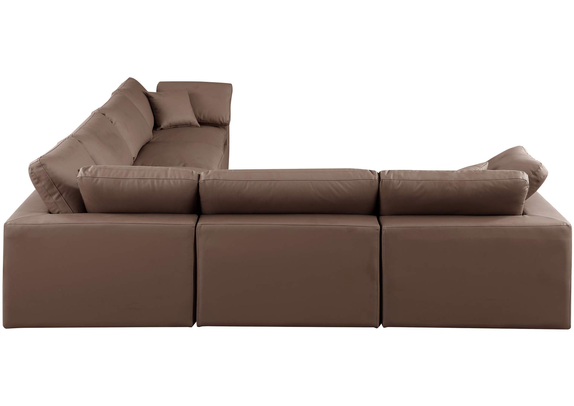 Comfy Brown Faux Leather Modular Sectional,Meridian Furniture