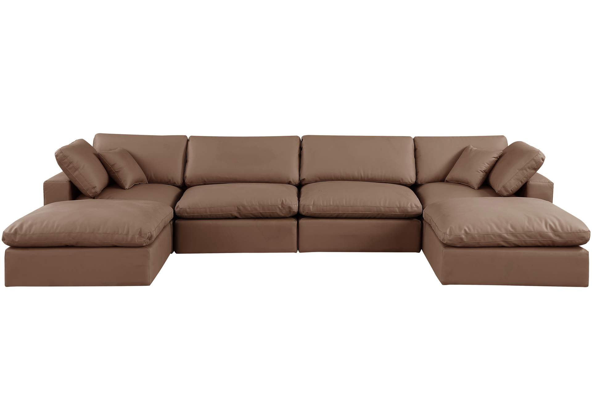 Comfy Brown Faux Leather Modular Sectional,Meridian Furniture