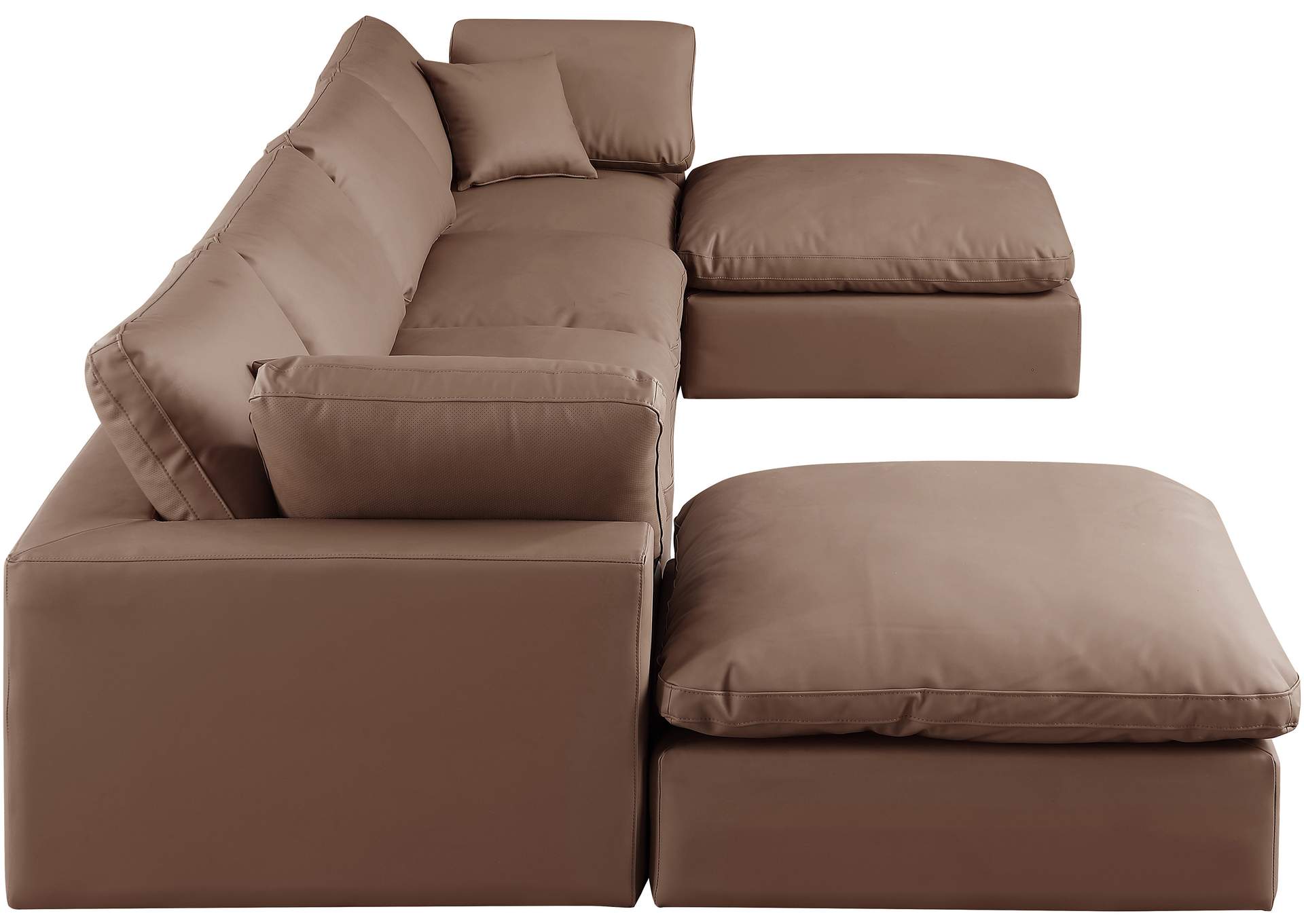 Comfy Brown Faux Leather Modular Sectional,Meridian Furniture