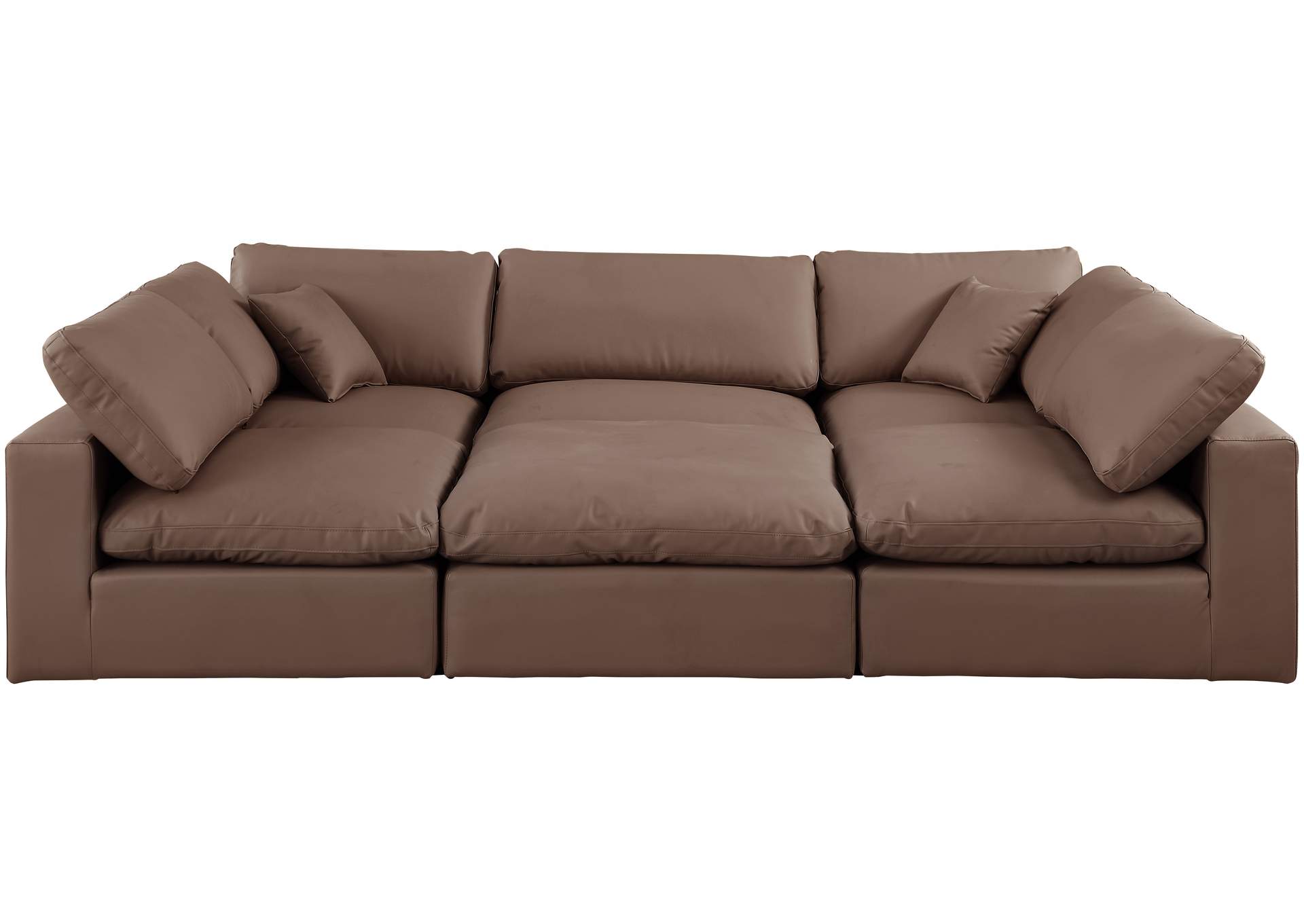 Comfy Brown Faux Leather Modular Sectional,Meridian Furniture