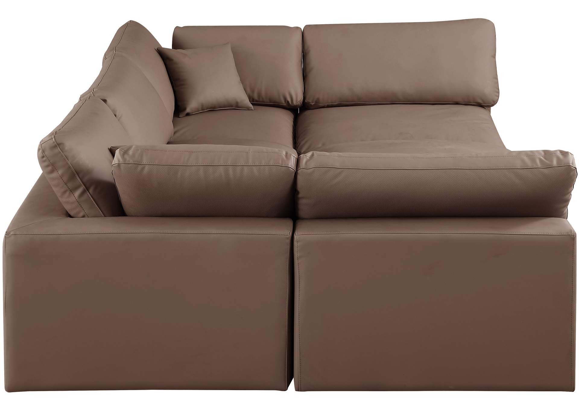 Comfy Brown Faux Leather Modular Sectional,Meridian Furniture