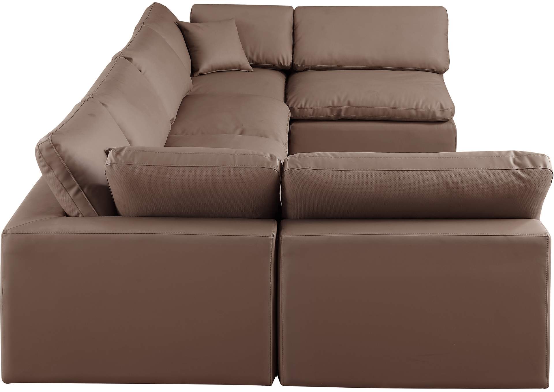 Comfy Brown Faux Leather Modular Sectional,Meridian Furniture