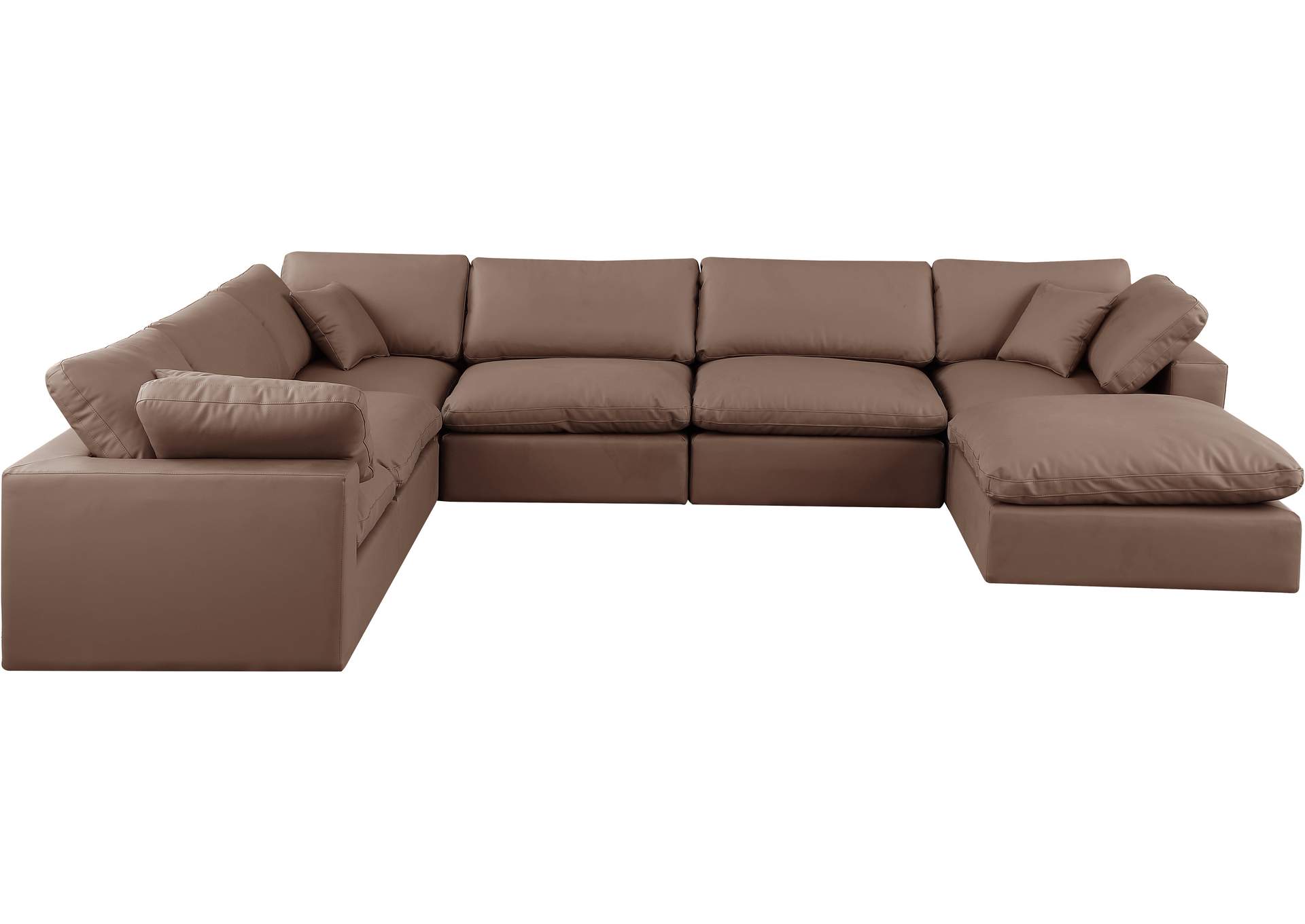 Comfy Brown Faux Leather Modular Sectional,Meridian Furniture