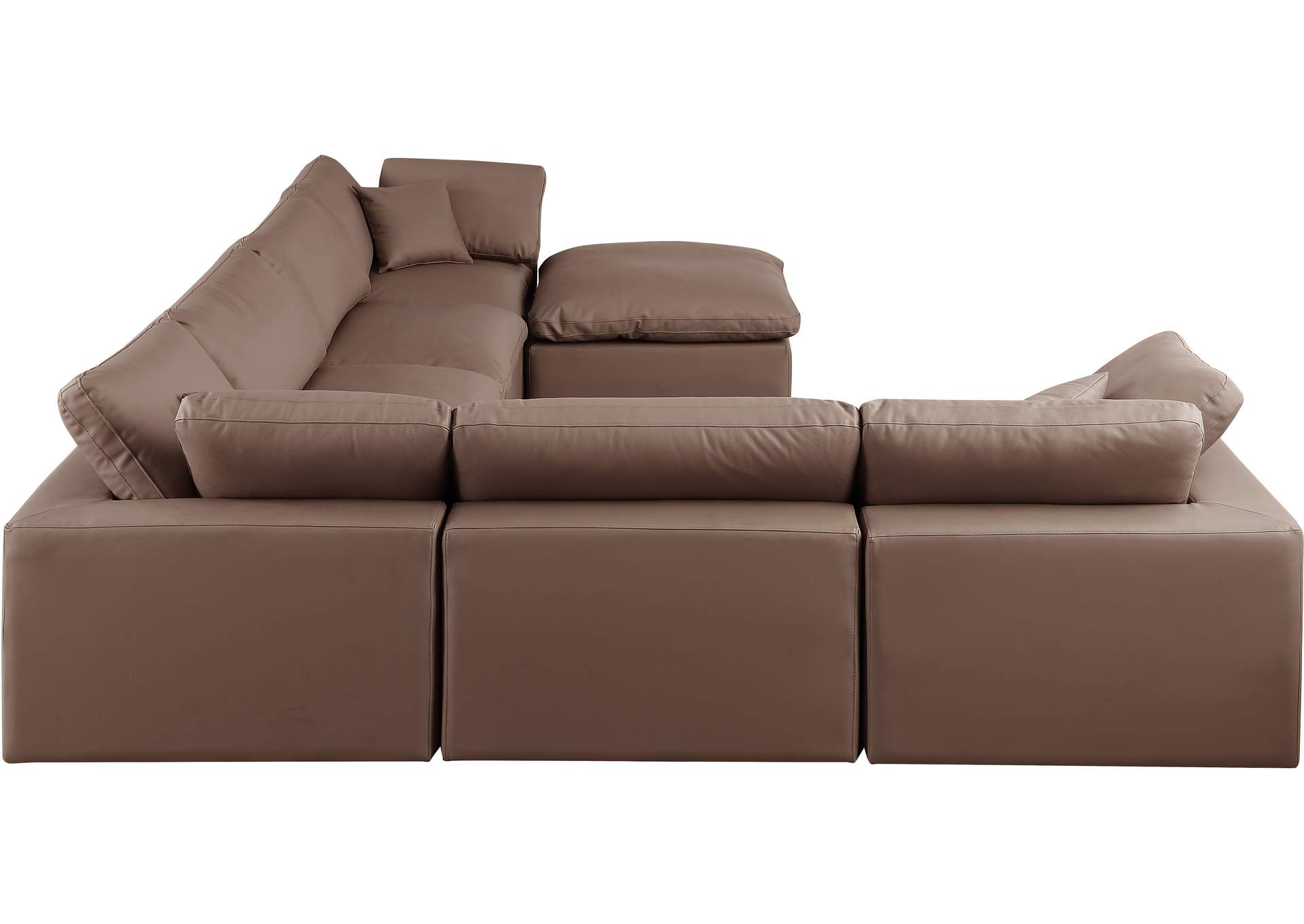 Comfy Brown Faux Leather Modular Sectional,Meridian Furniture